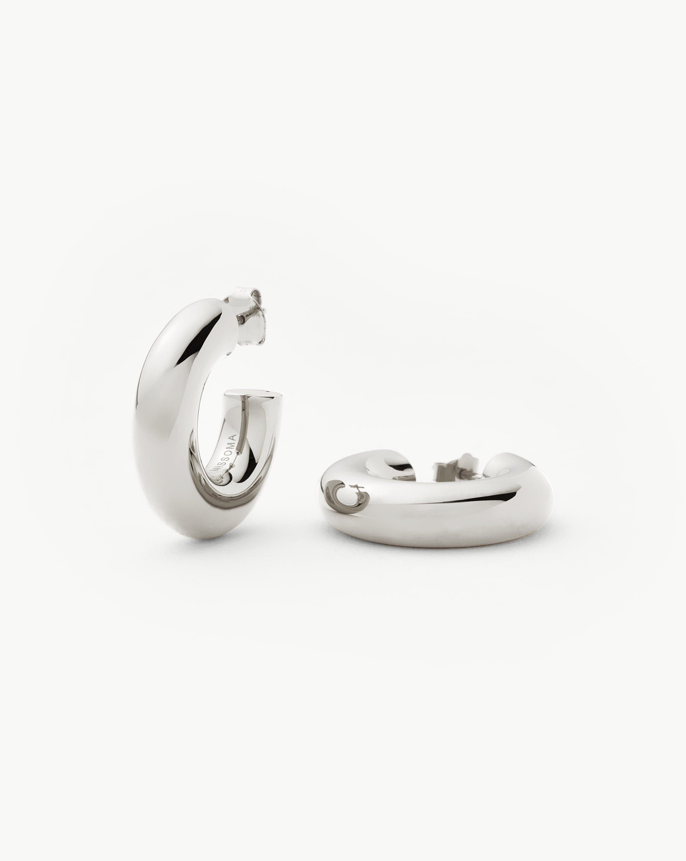 Chubby Medium Hoop Earrings in Sterling Silver | Lightweight & Versatile