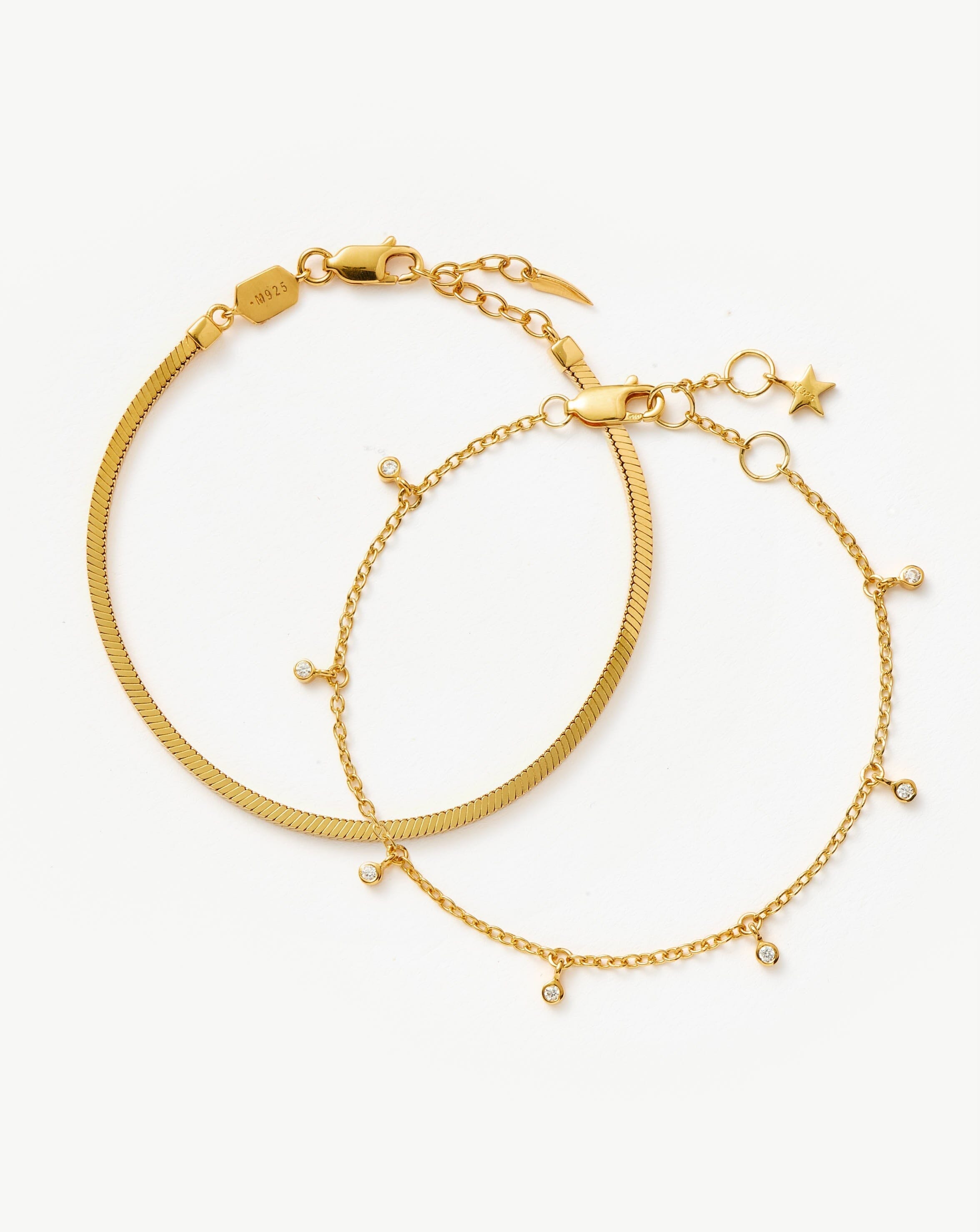 Gold Plated Vermeil Chain Bracelet Set | Interstellar Drop & Lucy Williams