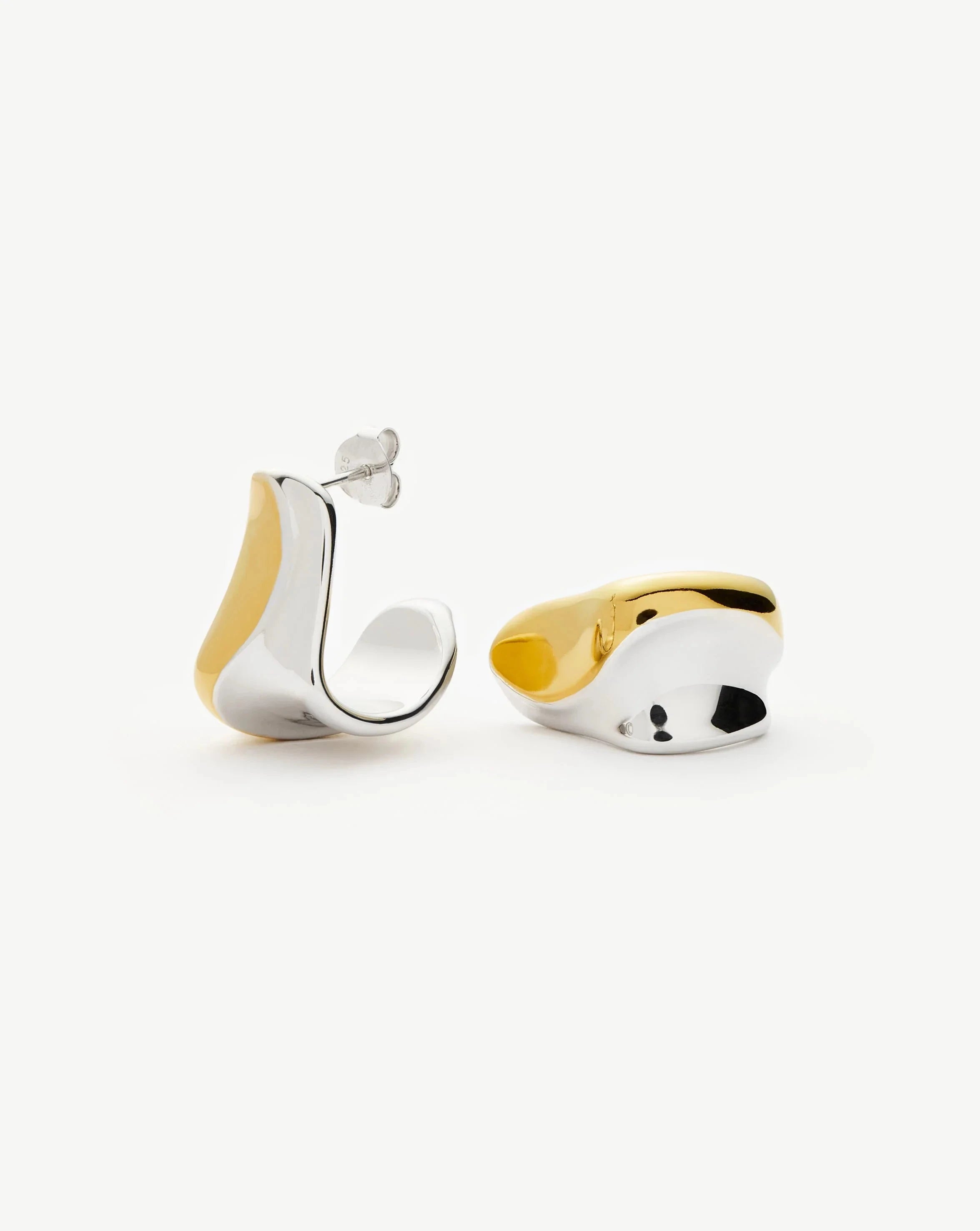 Sculptural Mixed Metal Hoop Earrings | Gold & Silver Crossover Design