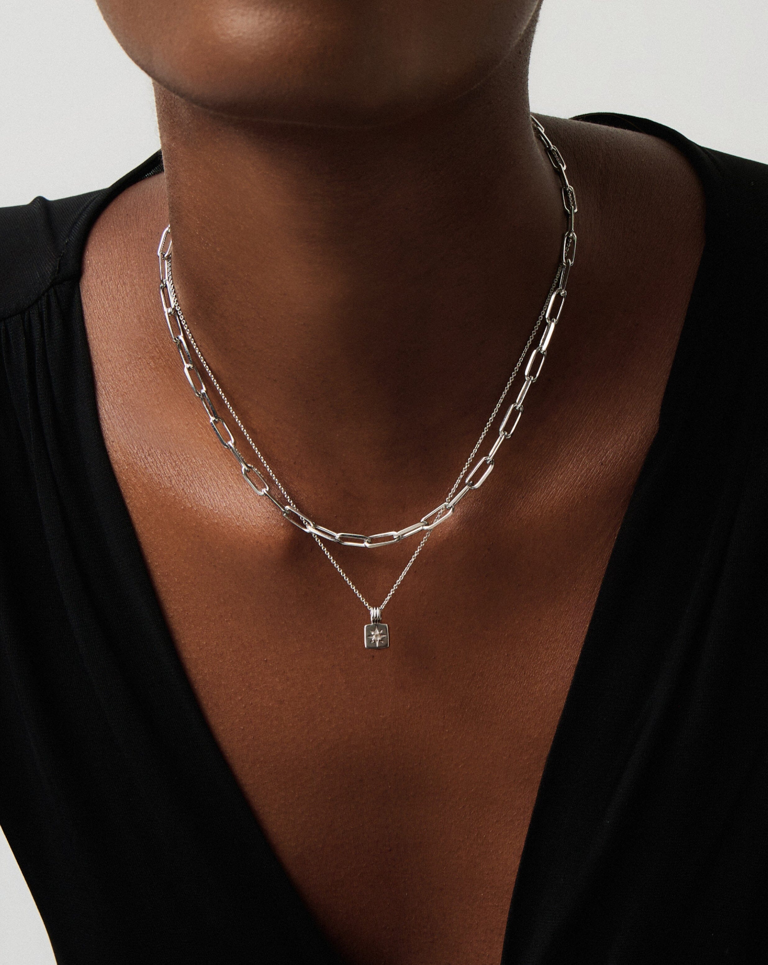 Silver Plated Star & Paperclip Necklace Set with Cubic Zirconia | Missoma