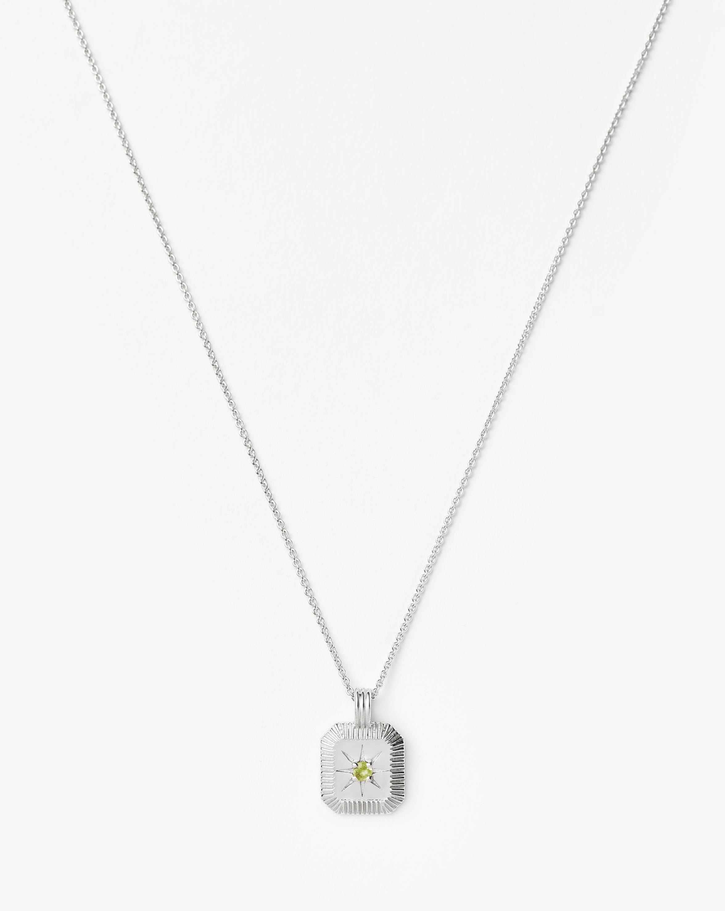 Peridot Birthstone Necklace for August | Sterling Silver Pendant