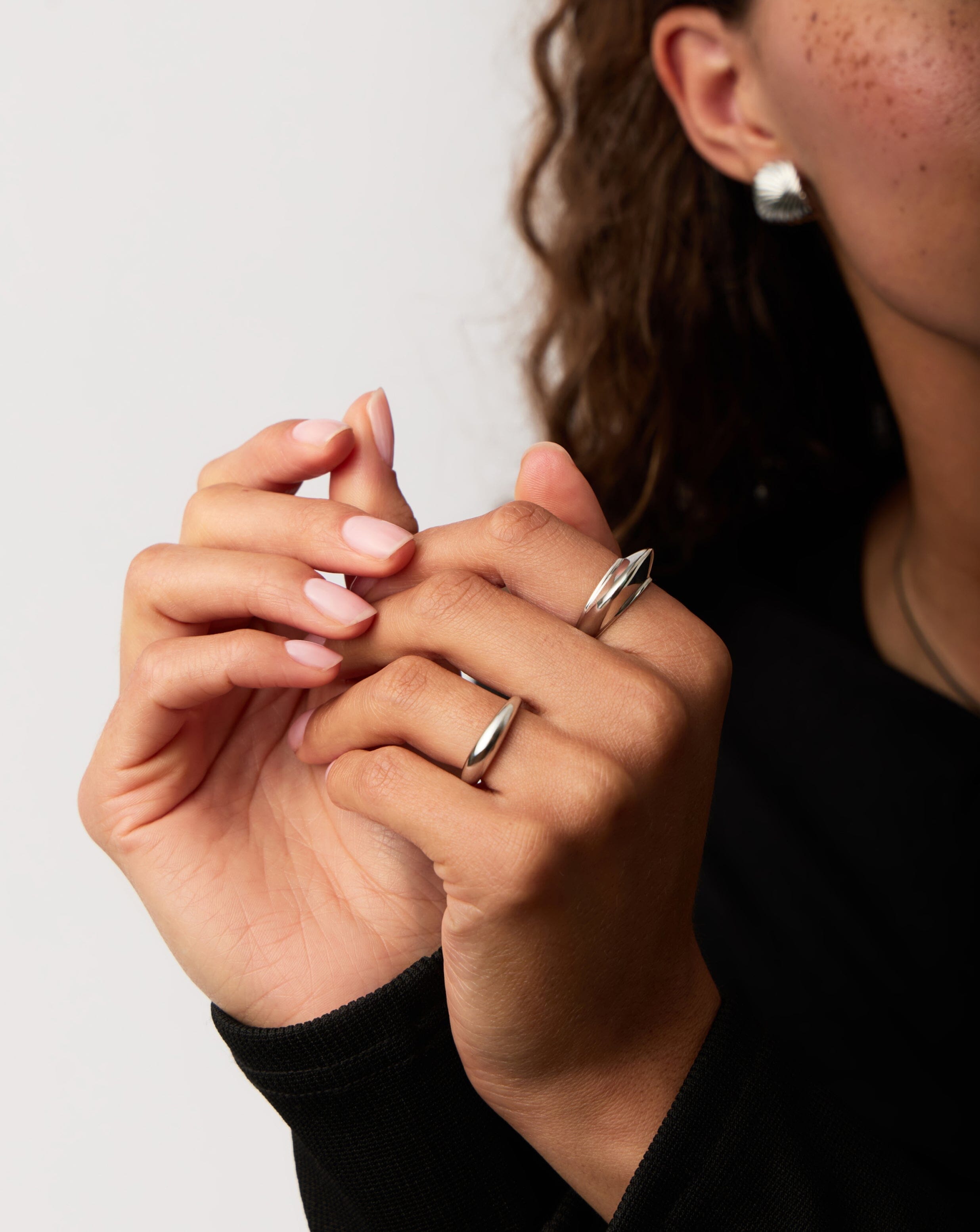Sterling Silver Dome Stacking Ring | Hera Pyramid Design