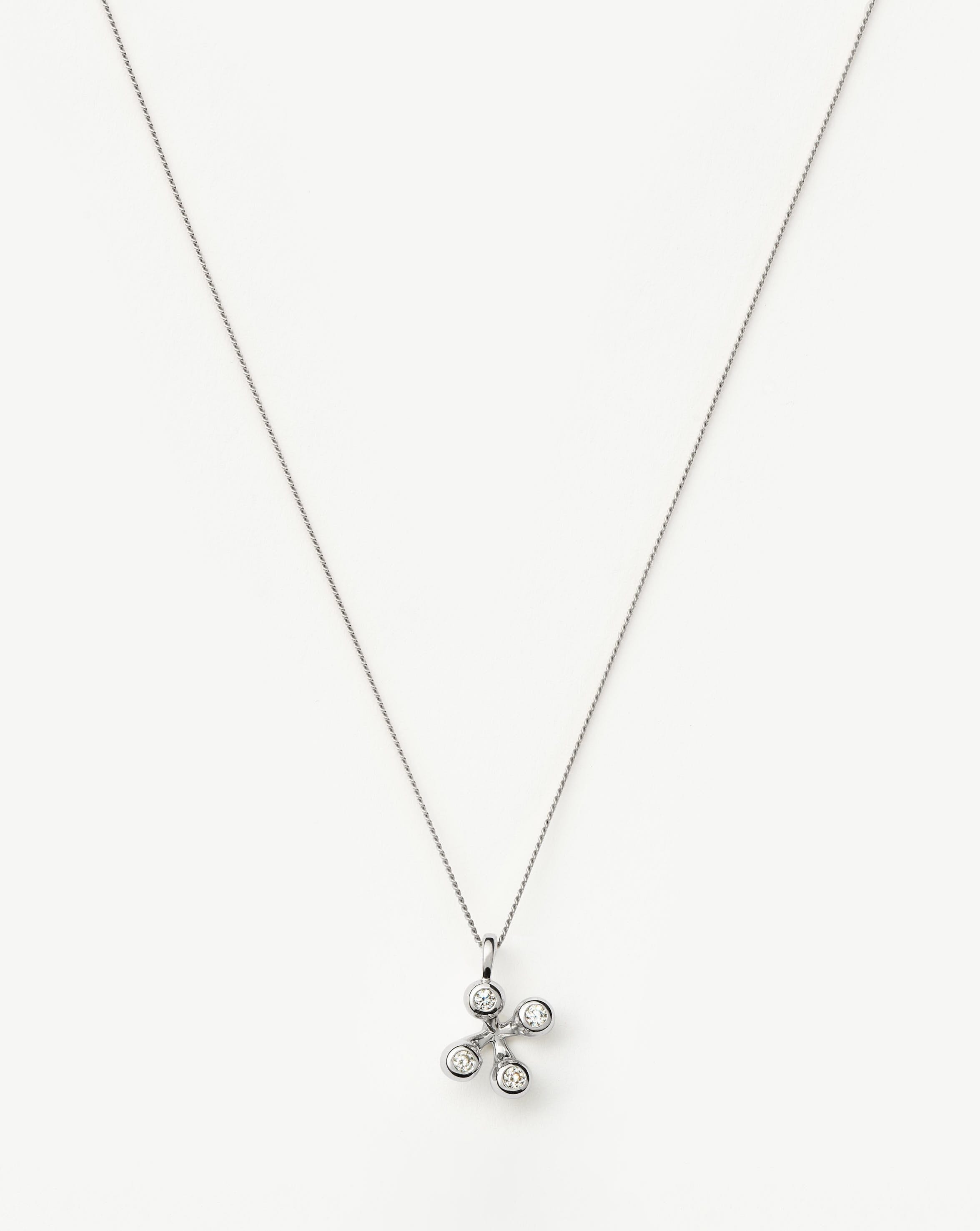 Sterling Silver Atom Pendant Necklace with Cubic Zirconia | The Flag Twins