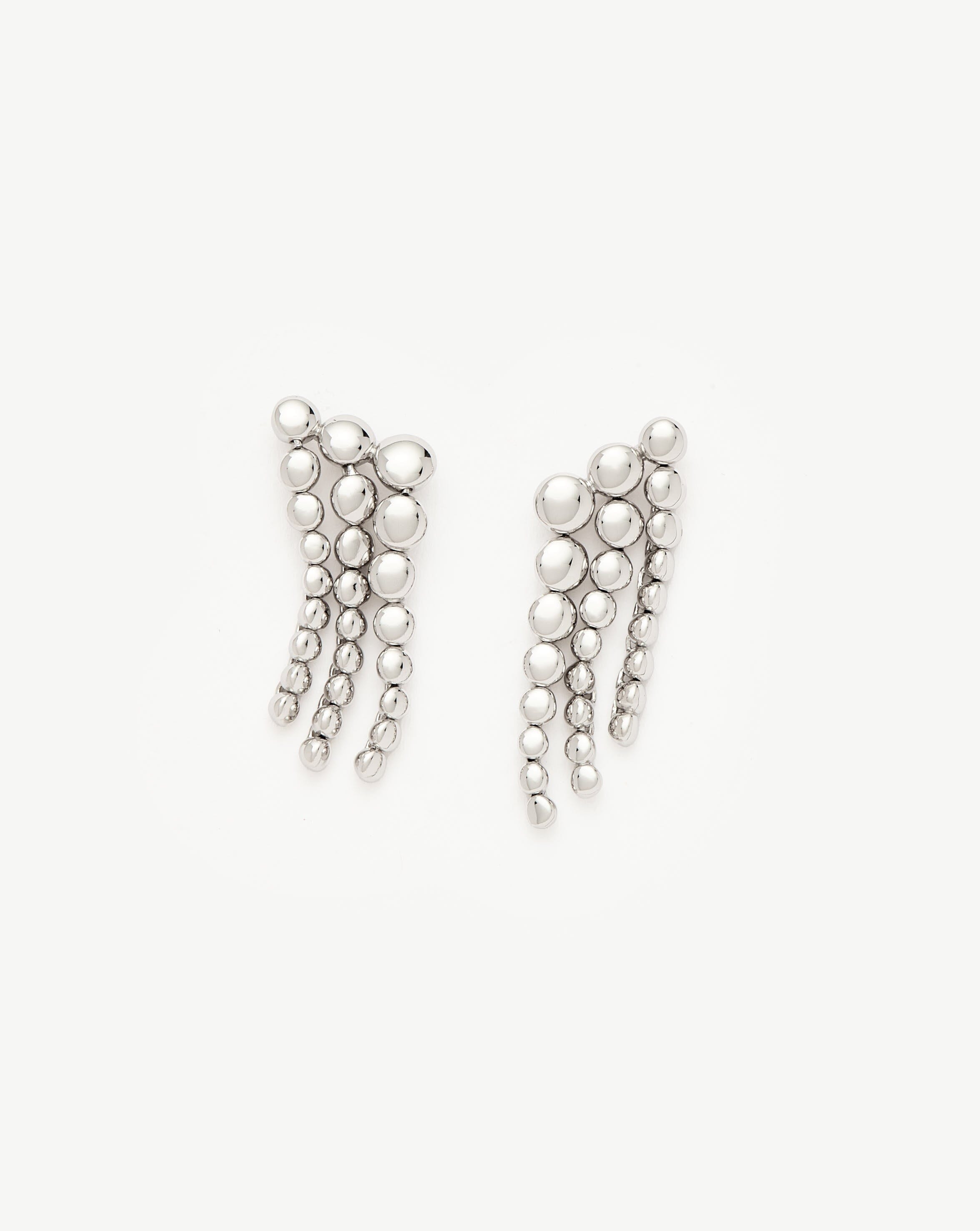 Beaded Sterling Silver Drop Earrings | Waterfall Style