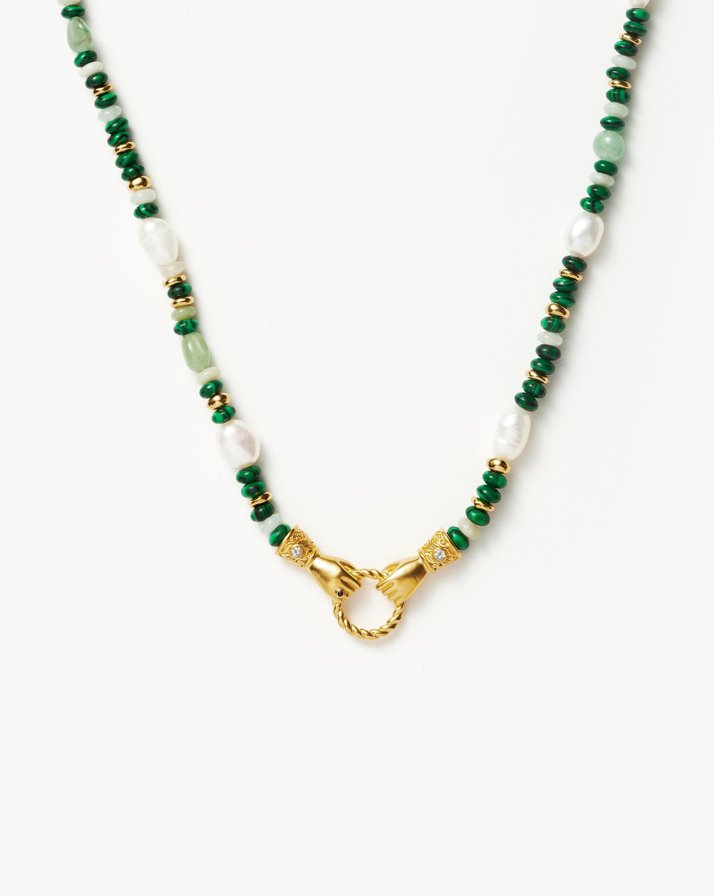 Beaded Gemstone Necklace with Pearl & 18k Gold Plating | Harris Reed