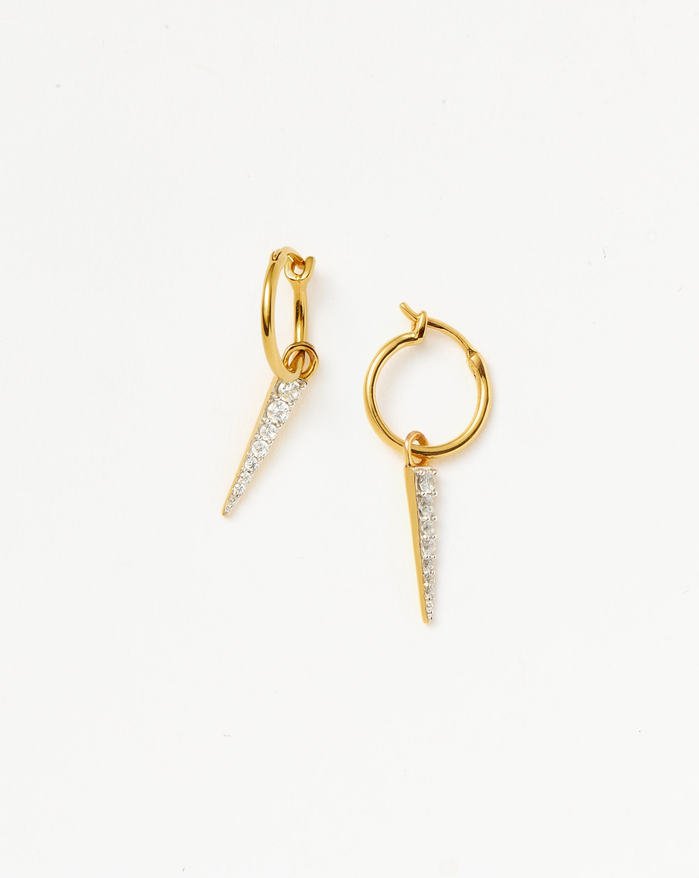 Mini Pave Spike Hoop Earrings in 18k Gold Vermeil & Cubic Zirconia