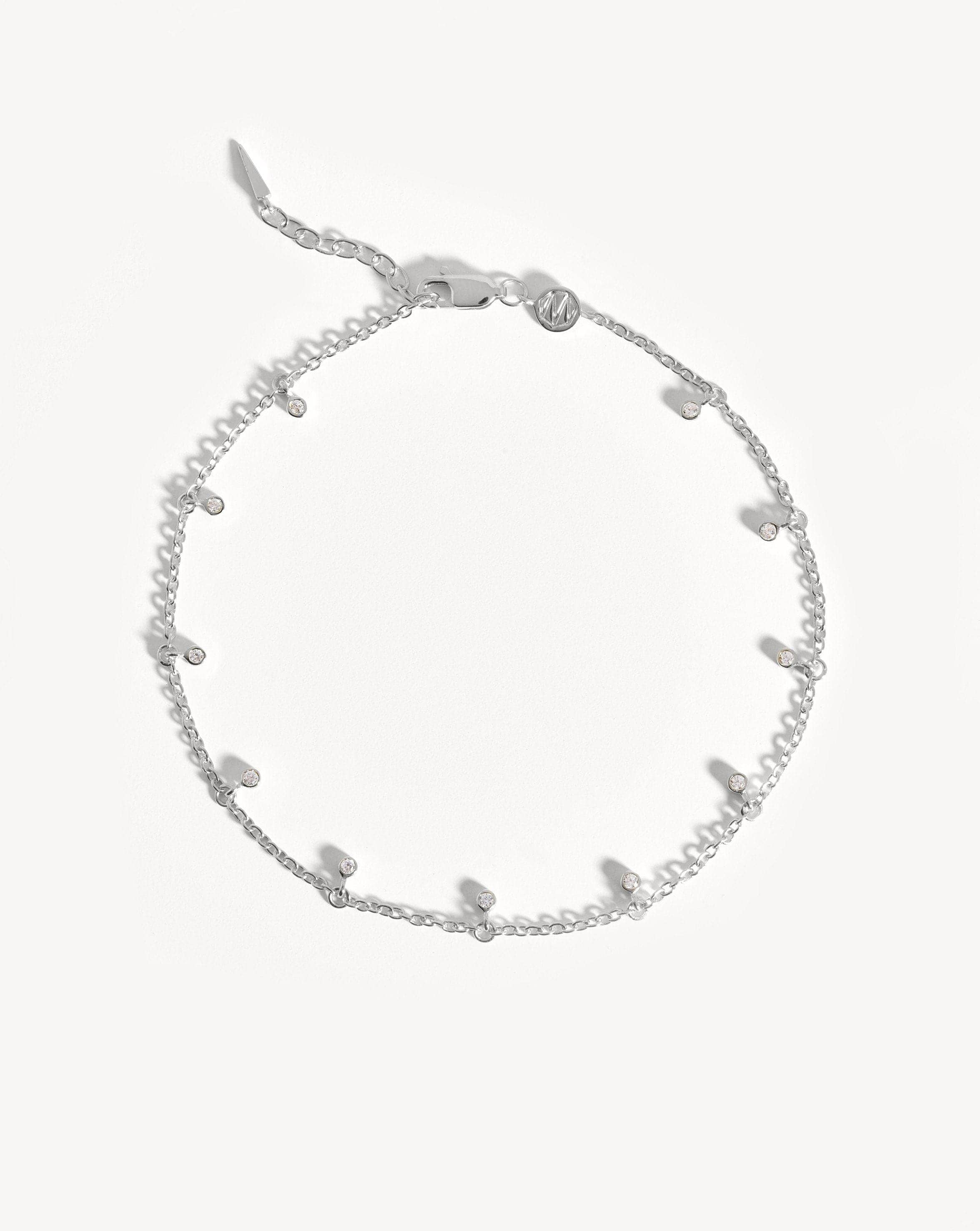 Delicate Pavé Drop Anklet for Summer | Interstellar Gold Plated