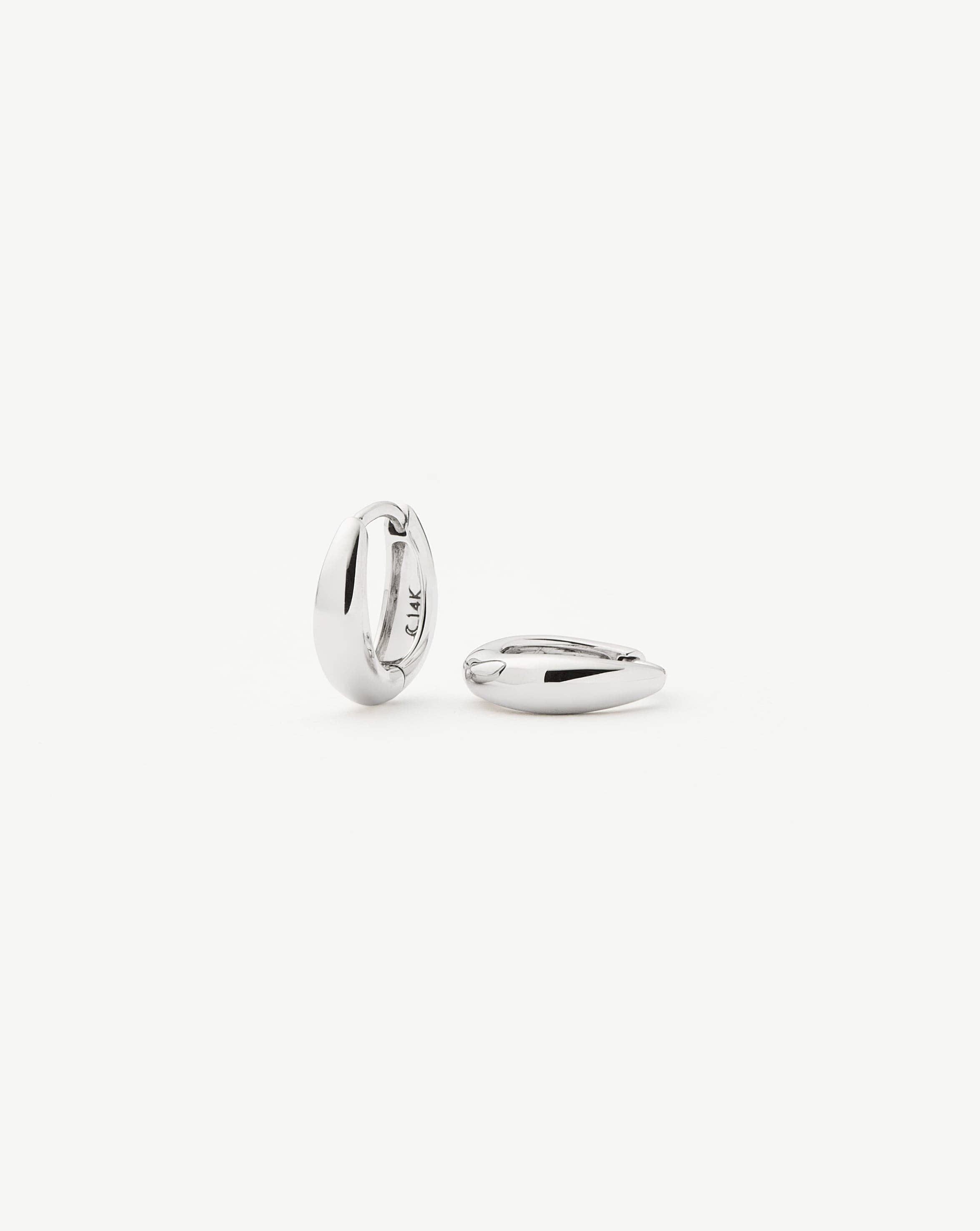 14k Solid Gold Huggie Earrings | Minimalist Dome Design