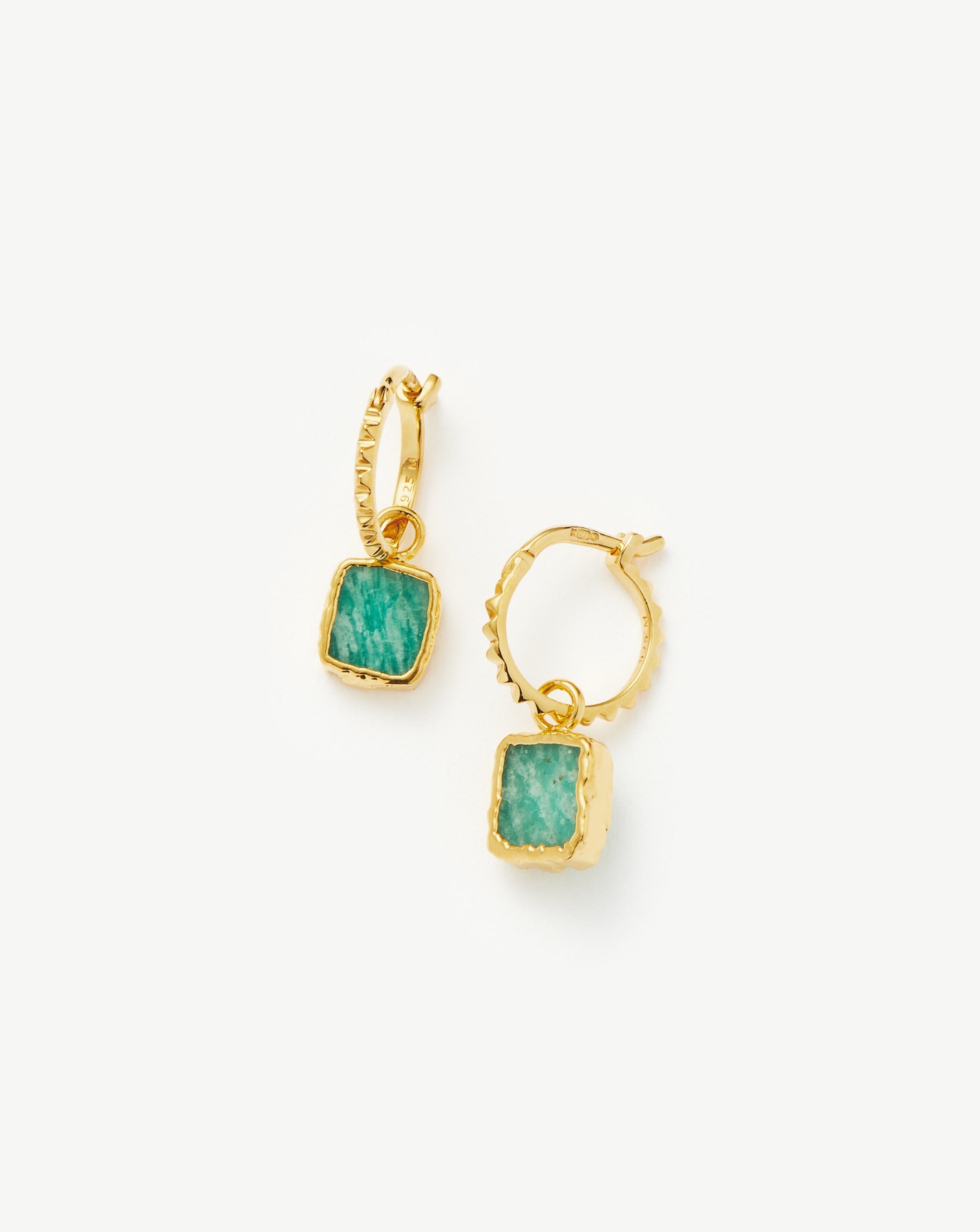 Mini Pyramid Hoop Earrings in 18k Gold Vermeil & Amazonite | Handcrafted