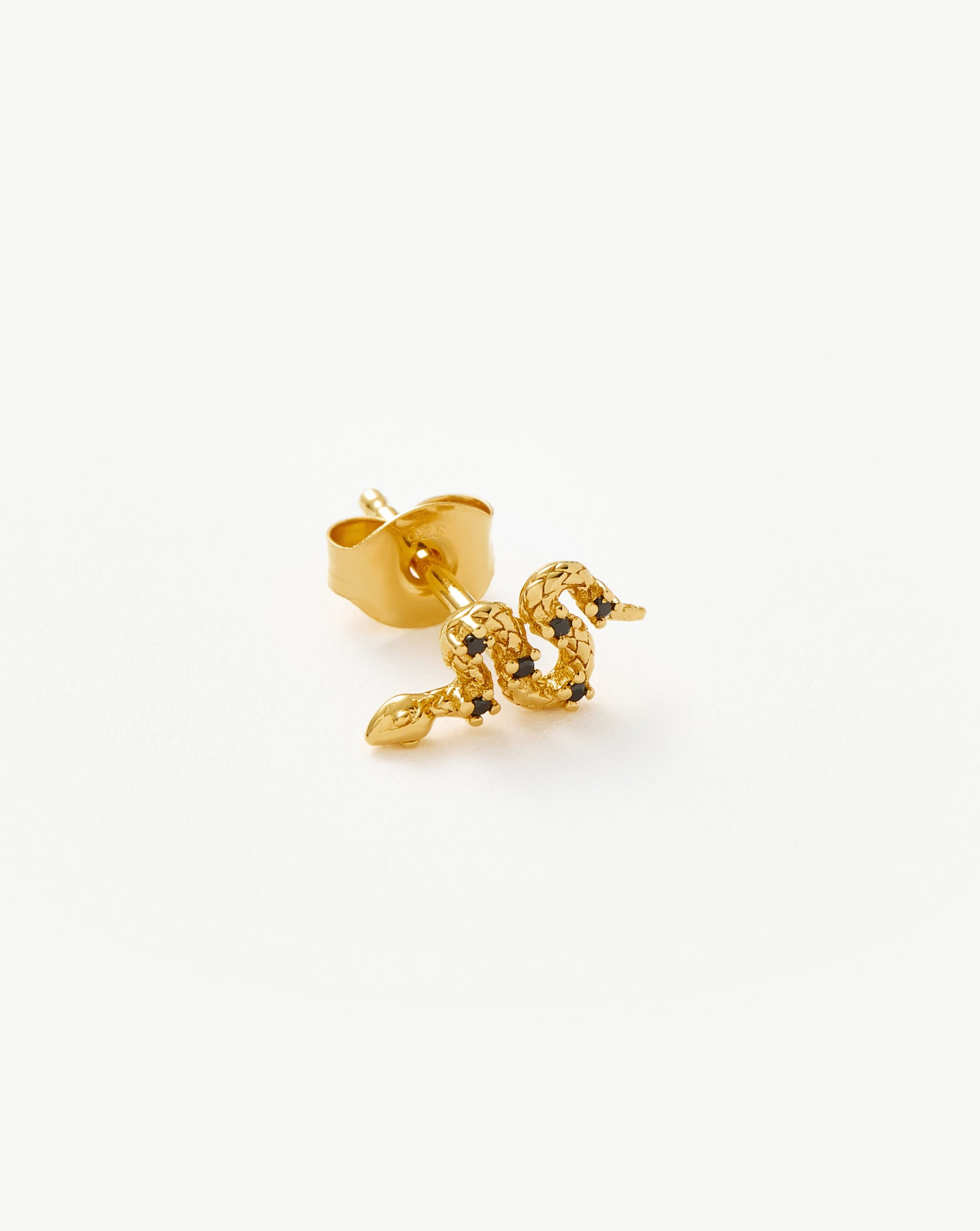 Black Onyx Gold Vermeil Snake Stud Earring | Harris Reed