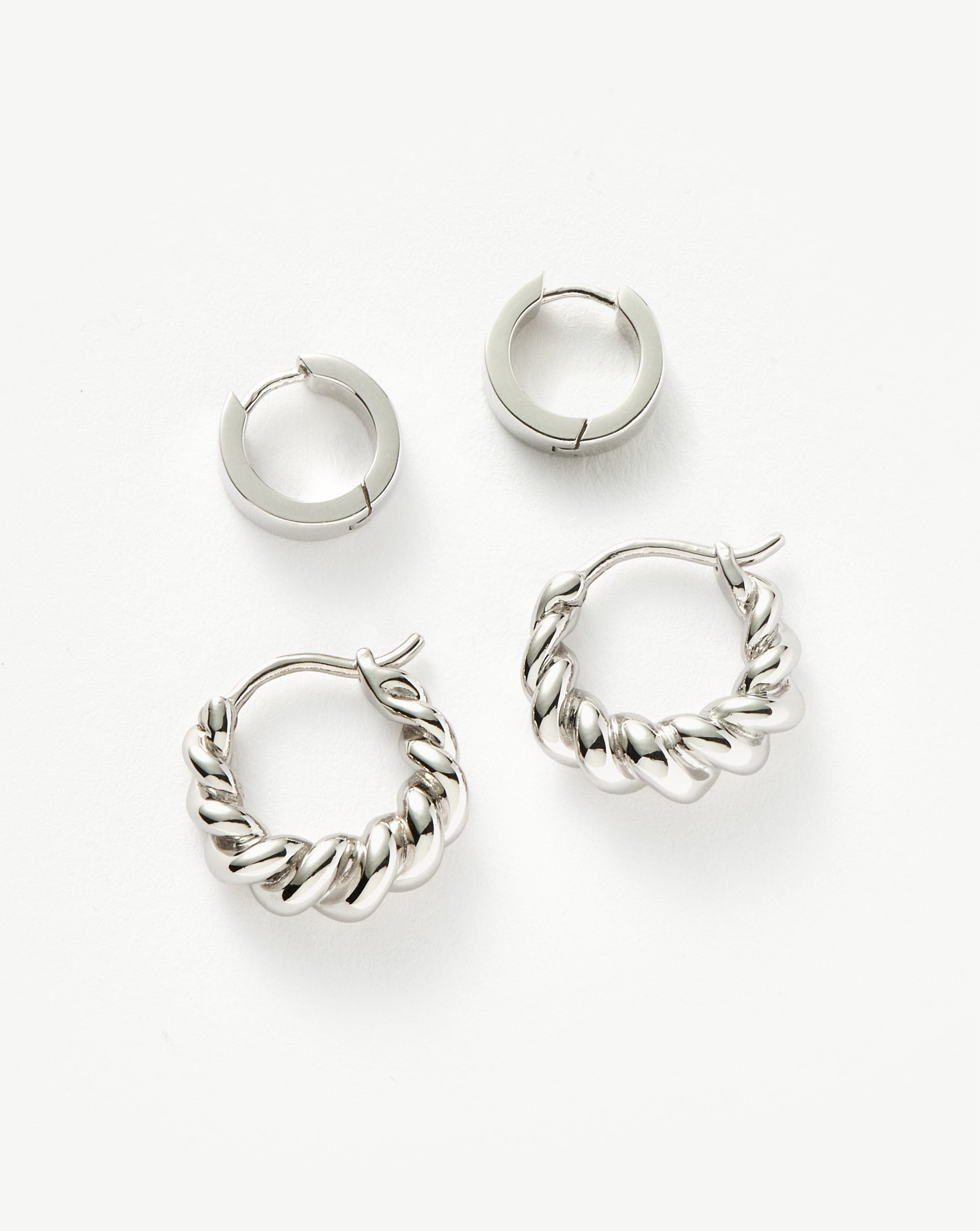 Silver Chubby Huggies & Mini Tidal Hoop Earrings Set | Missoma