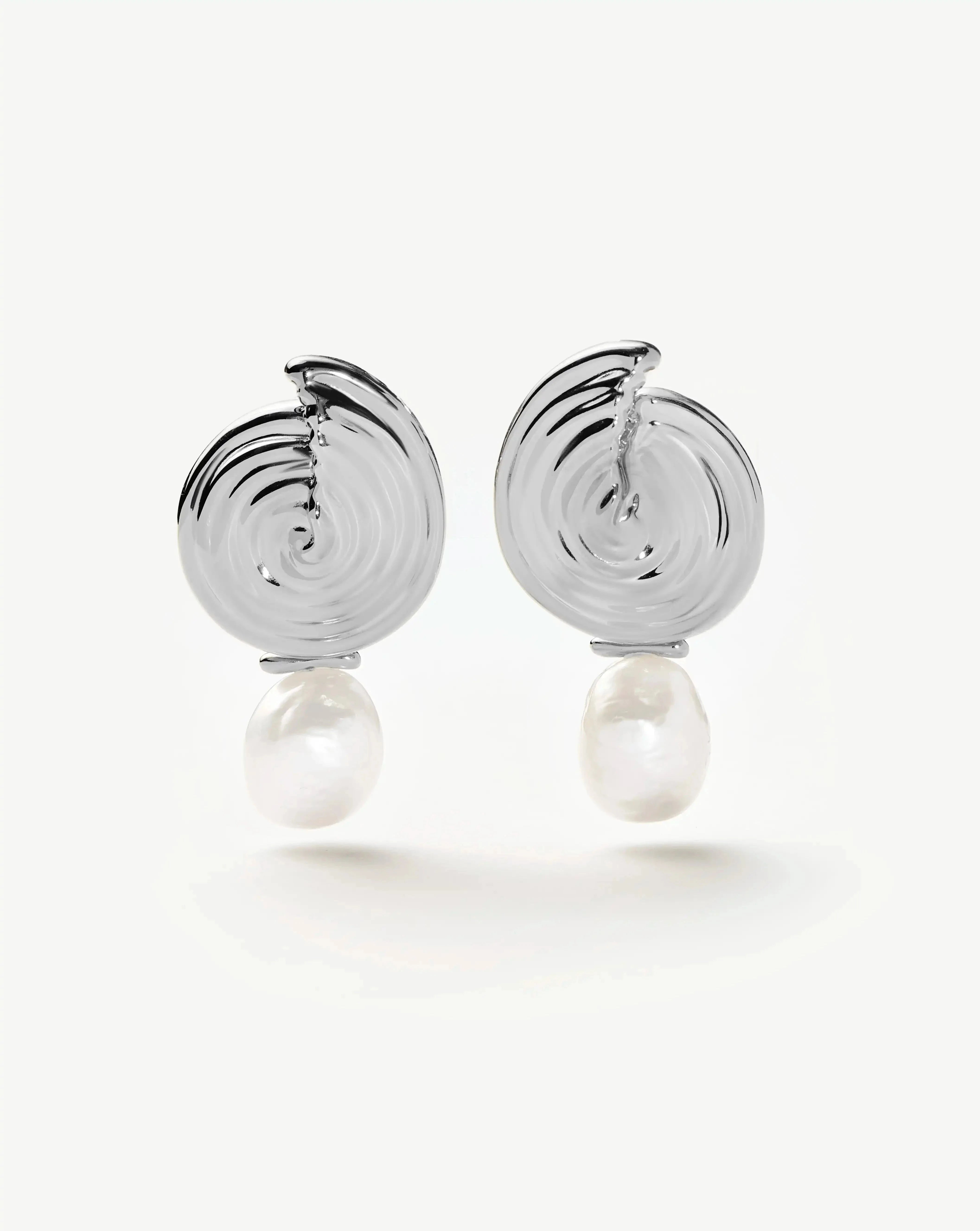 Detachable Pearl Drop Earrings with Silver Spiral Stud | Baroque Pearl