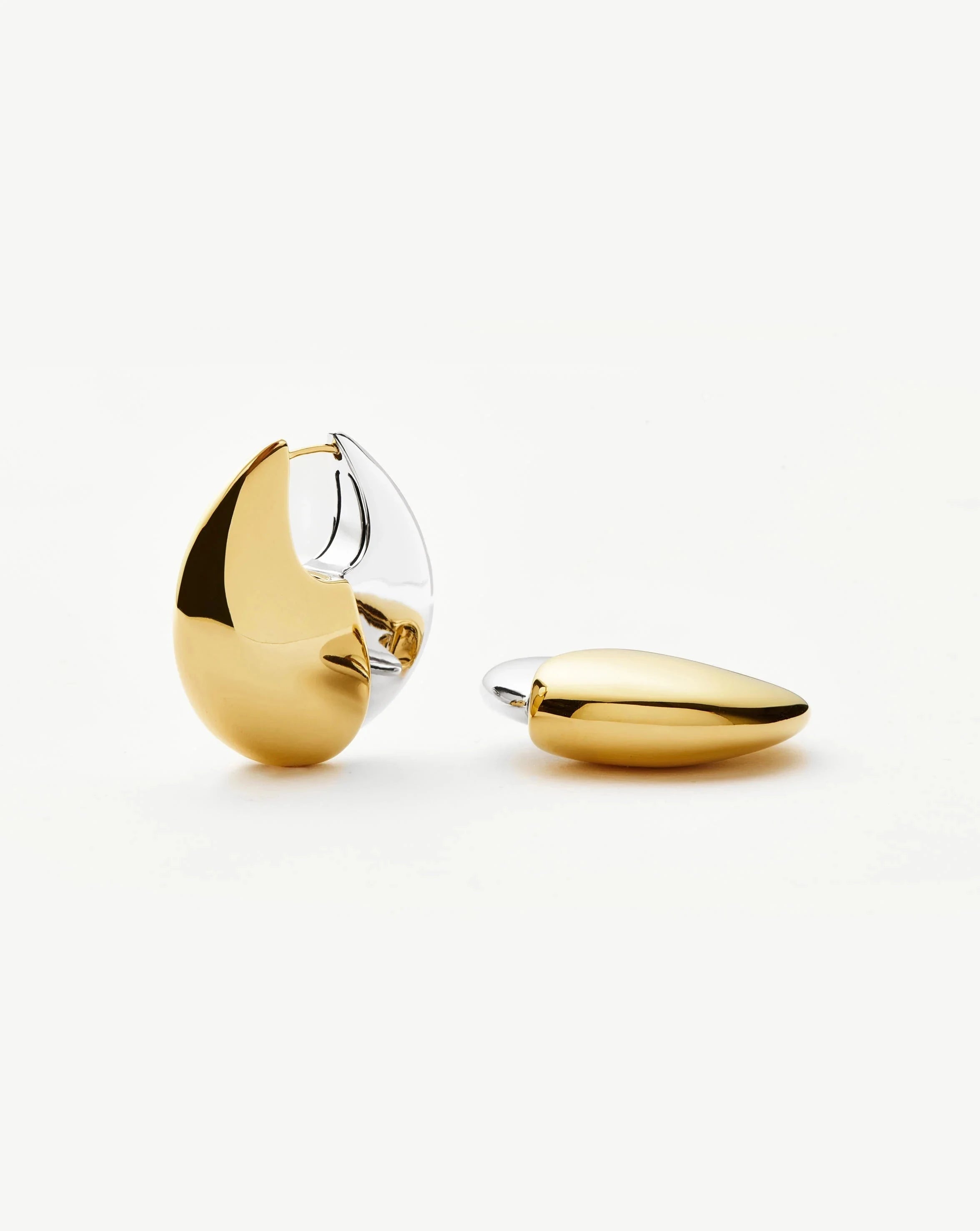Reversible Mixed Metal Hoop Earrings | Gold & Silver Sculptural Pebble Design