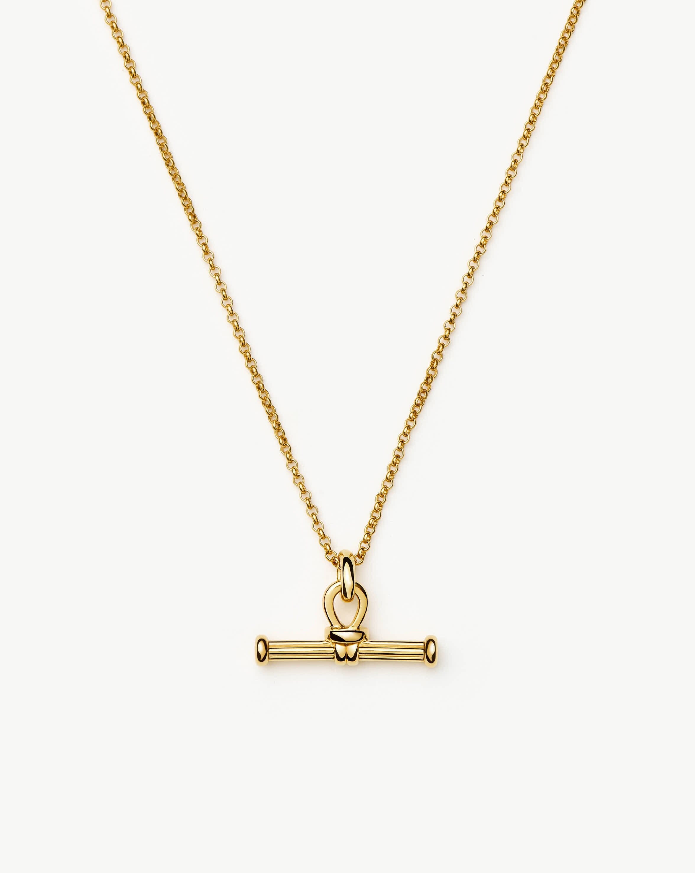 Ridge T-Bar Chain Necklace in 18k Gold Plated | Adjustable Length