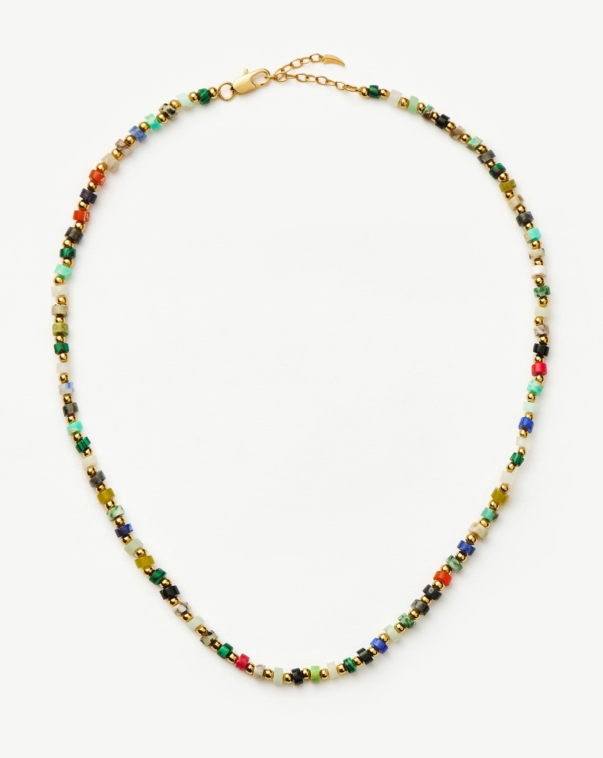 Short Beaded Necklace with Gold & Jasper Stones | Handcrafted Jewelry