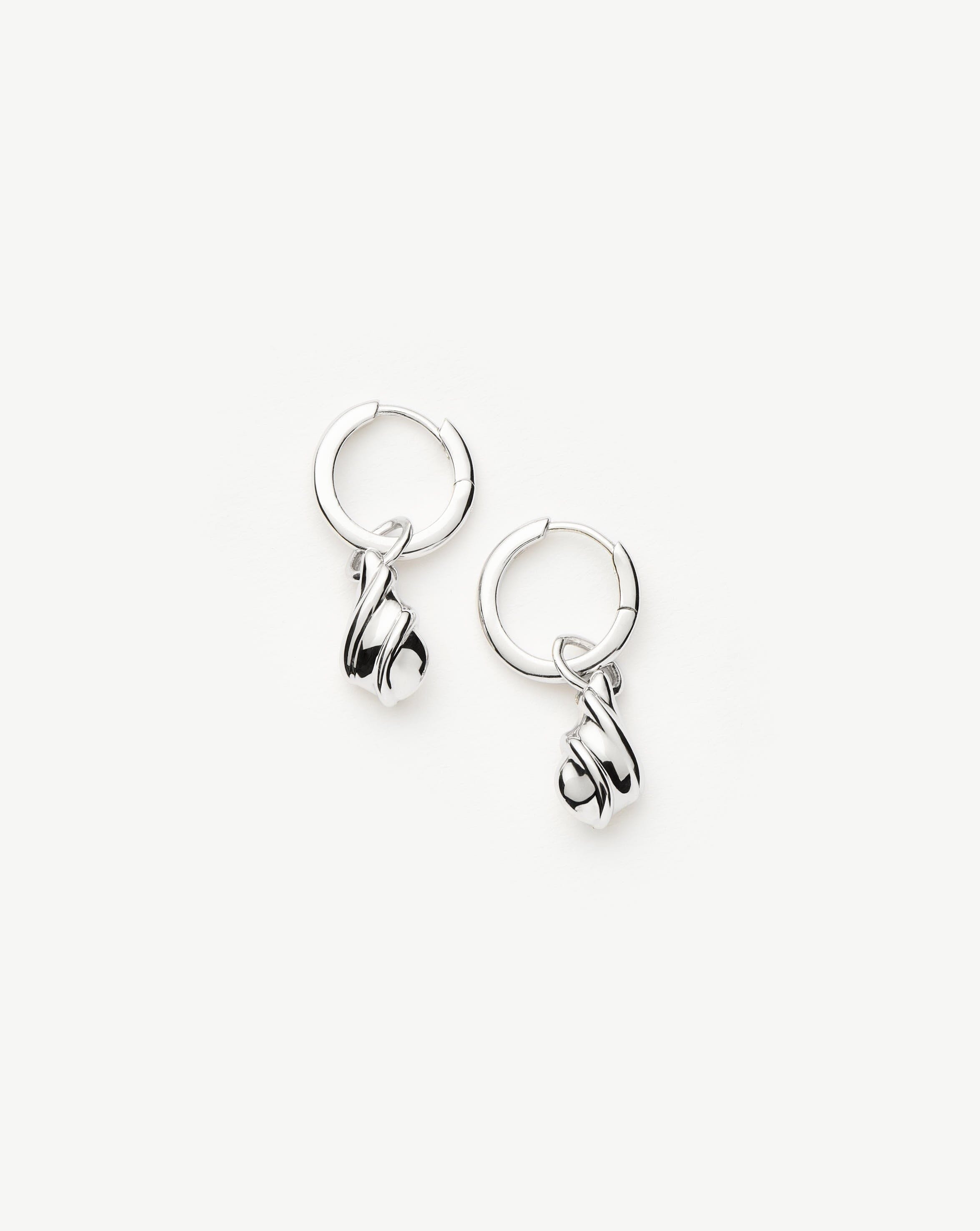 Sterling Silver Droplet Charm Hoop Earrings | Savi Ridge