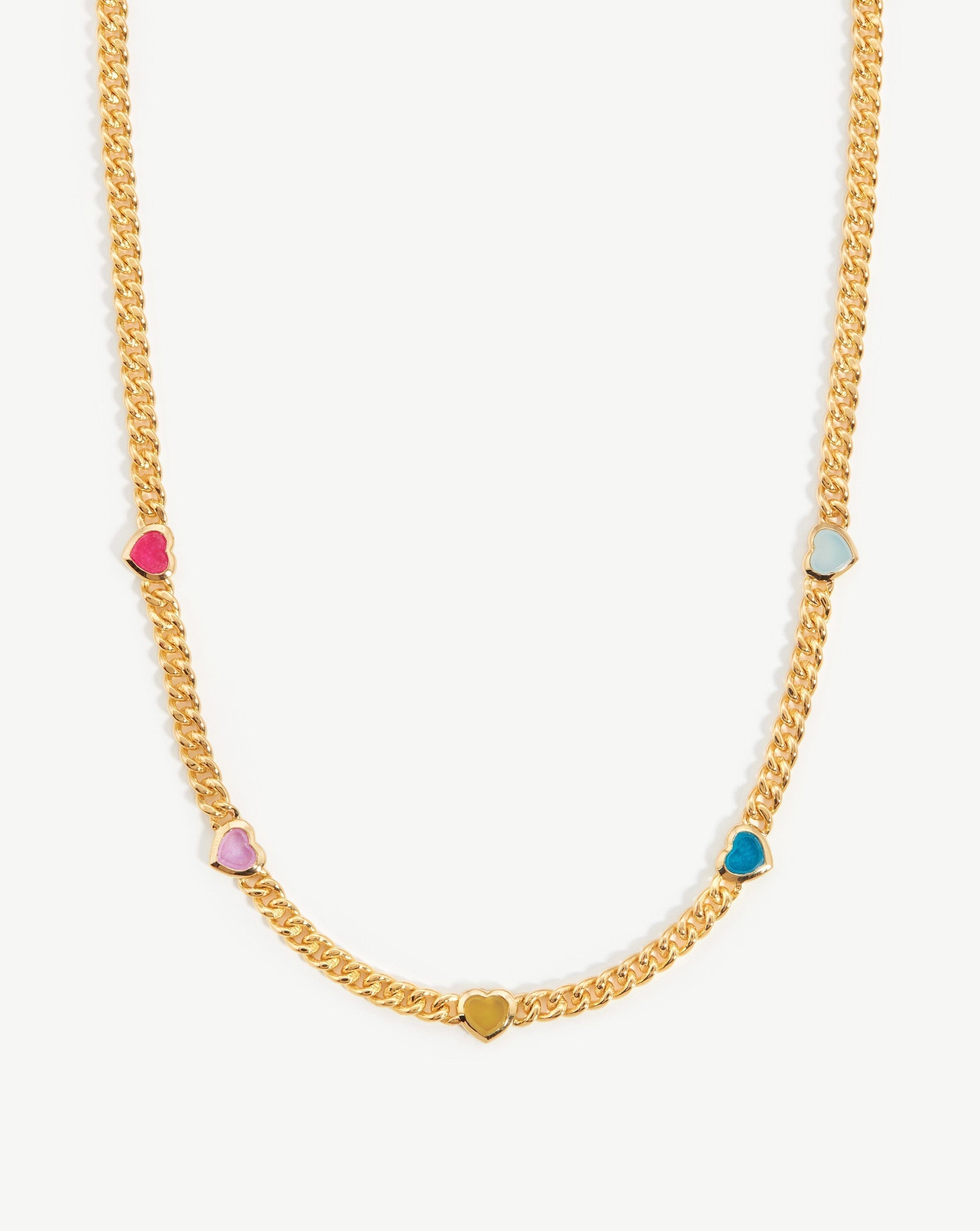 Jelly Heart Gemstone Charm Necklace in 18k Gold Plated & Multi Quartz