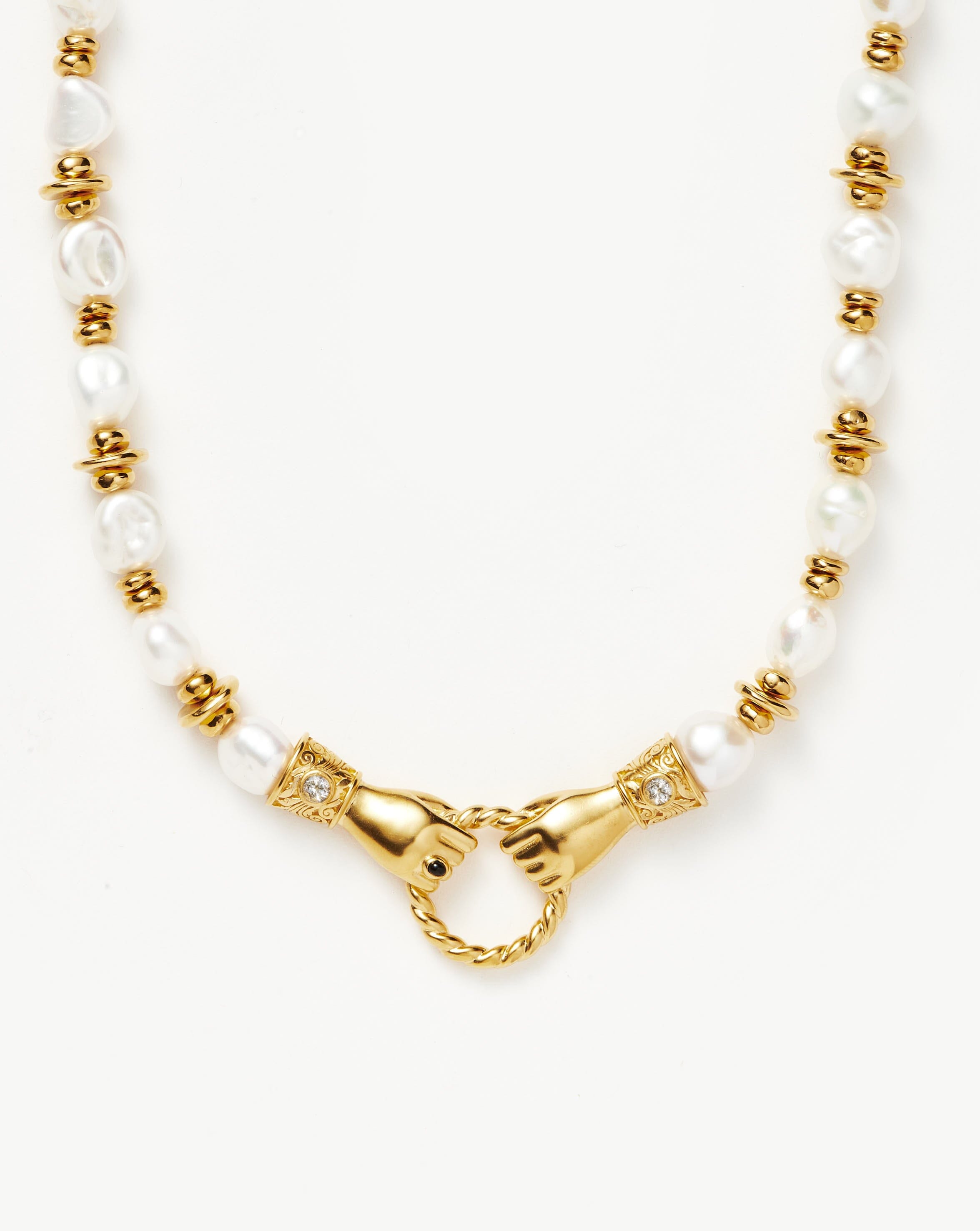 Chunky Beaded Gemstone Necklace with Pearl & 18k Gold Plating | Harris Reed