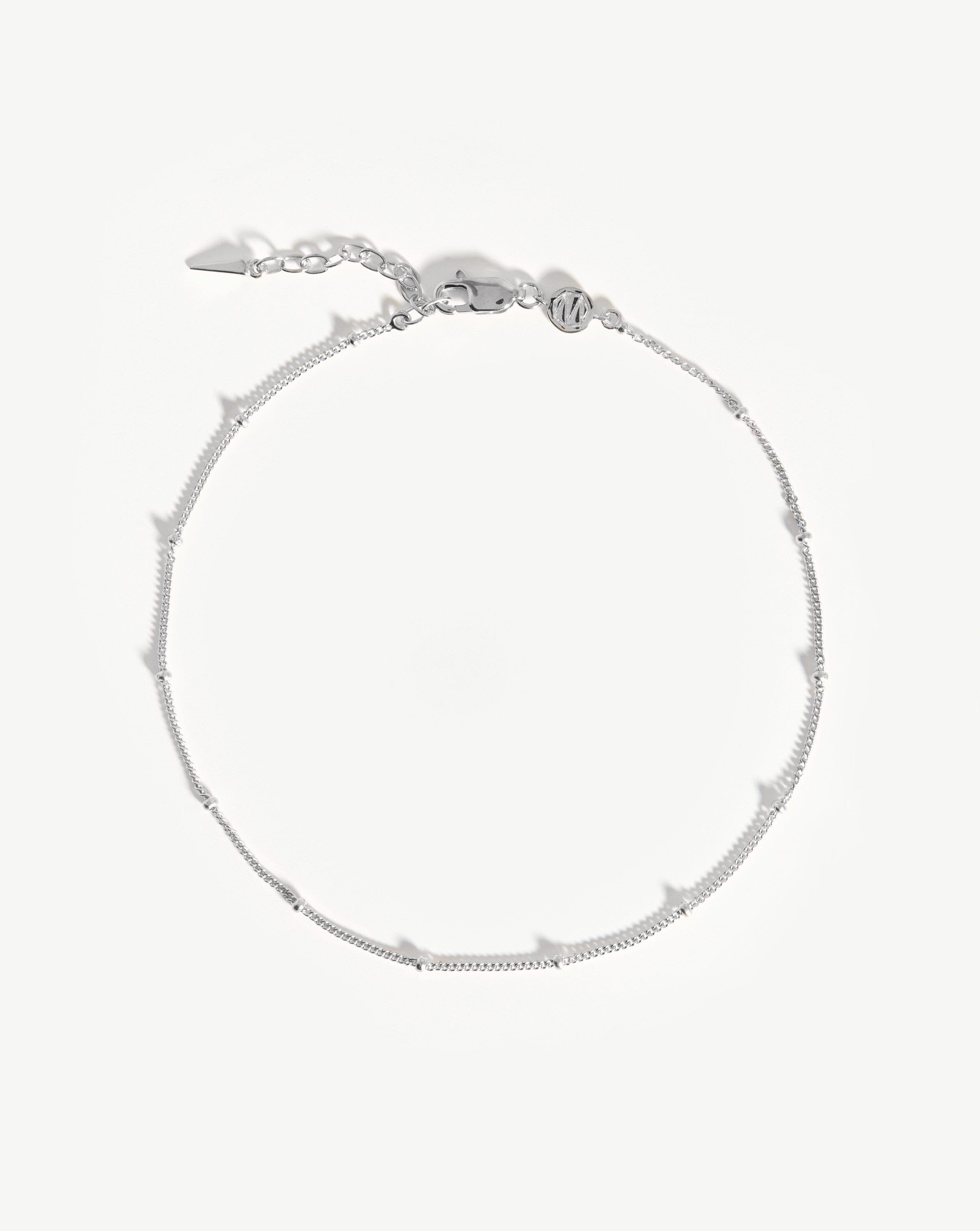 Sterling Silver Bobble Chain Anklet with Adjustable Length | YN-S-CH-A1
