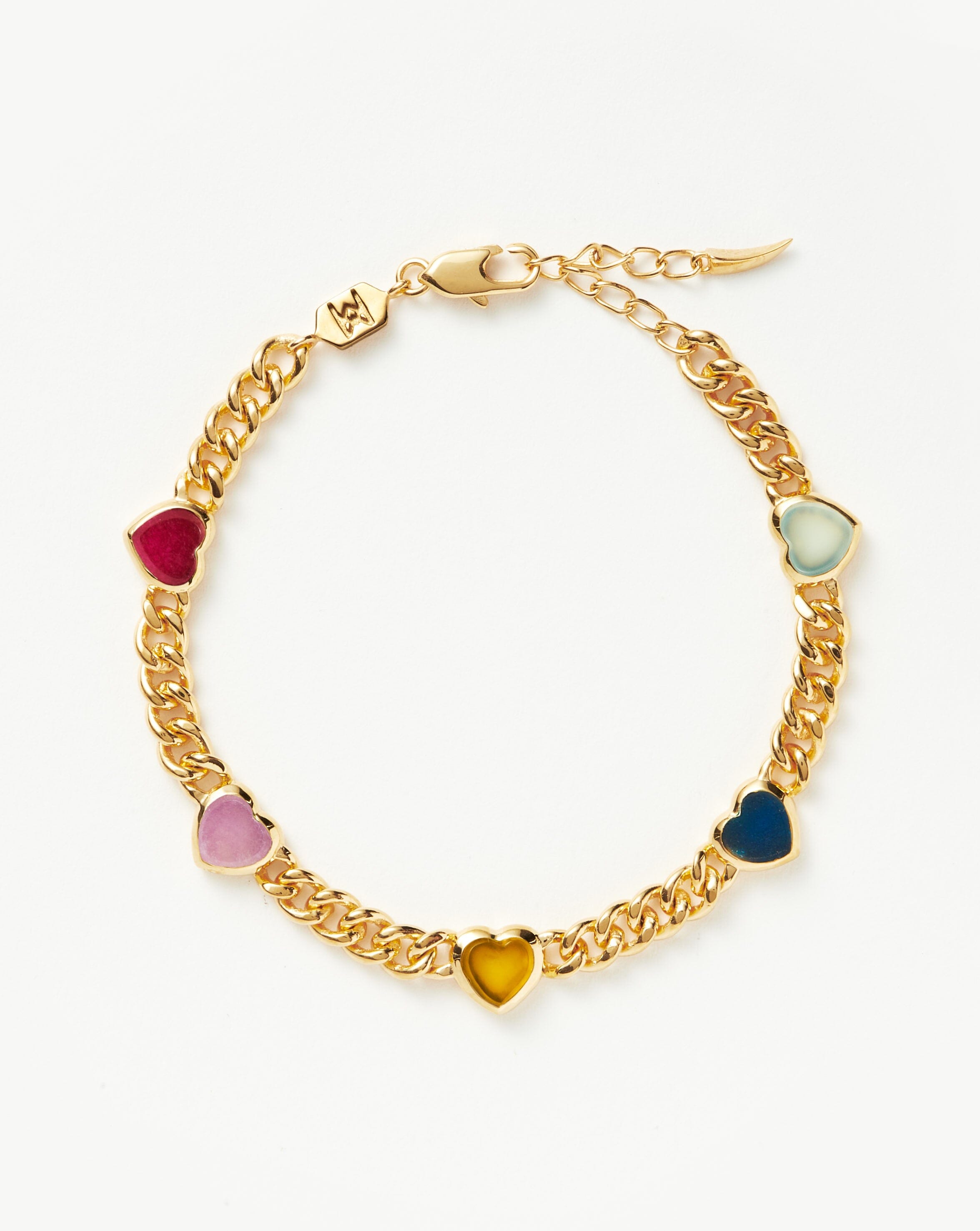 Jelly Heart Charm Bracelet with Gemstones | 18k Gold Plated & Quartz