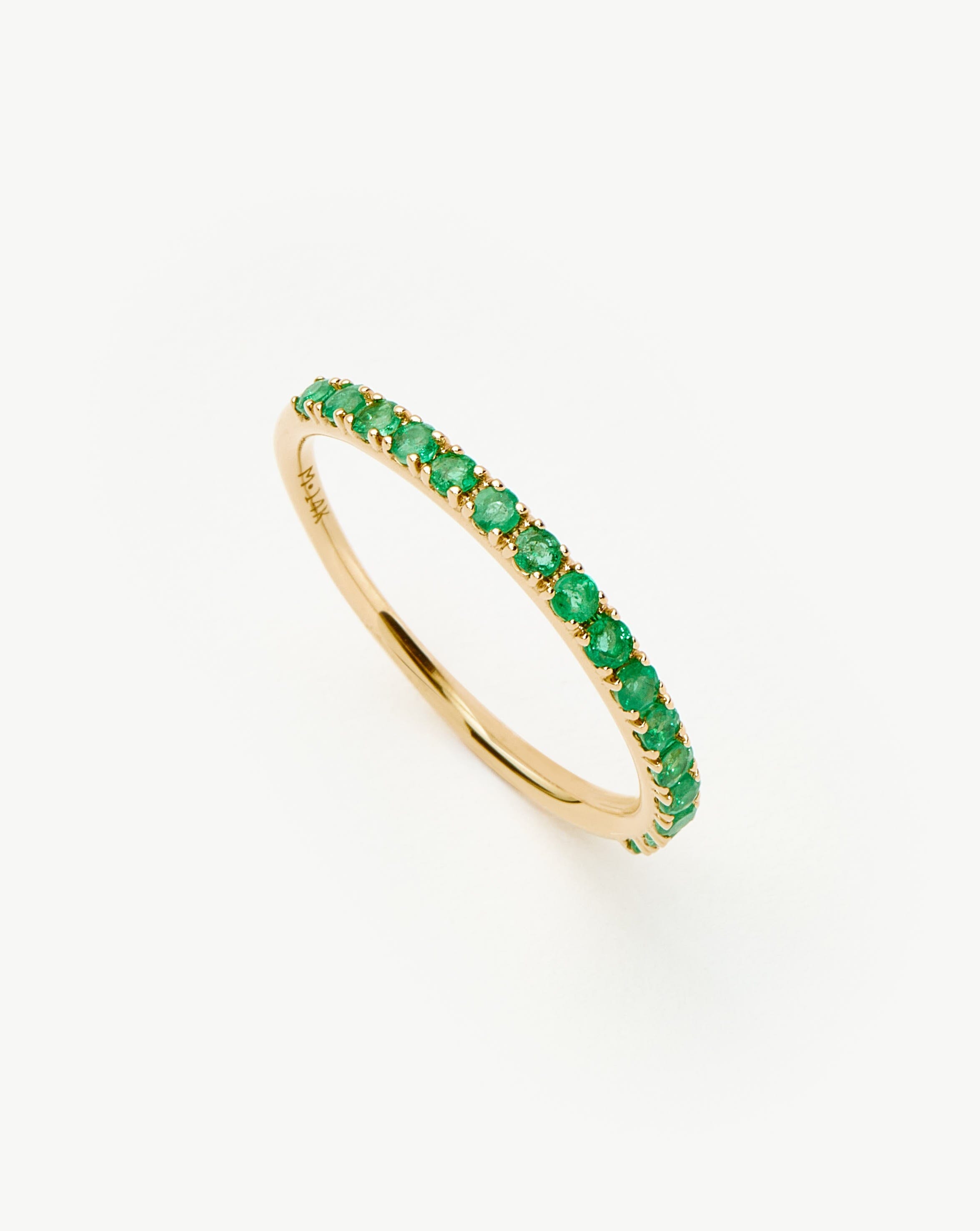 Emerald Half Eternity Ring in 14K Recycled Gold | Handcrafted Jewelry