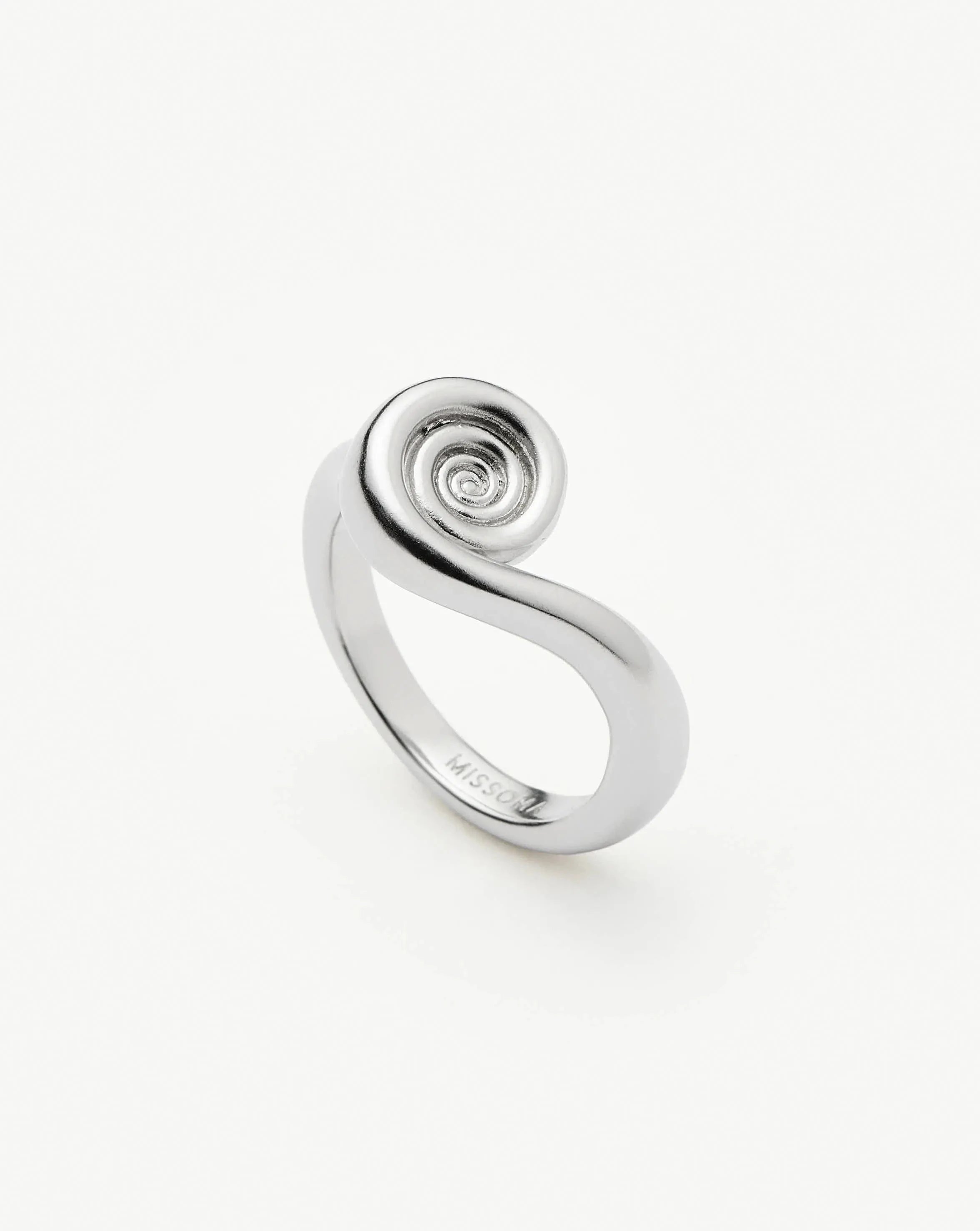 Silver Spiral Stacking Ring for Women | Rhodium Plated