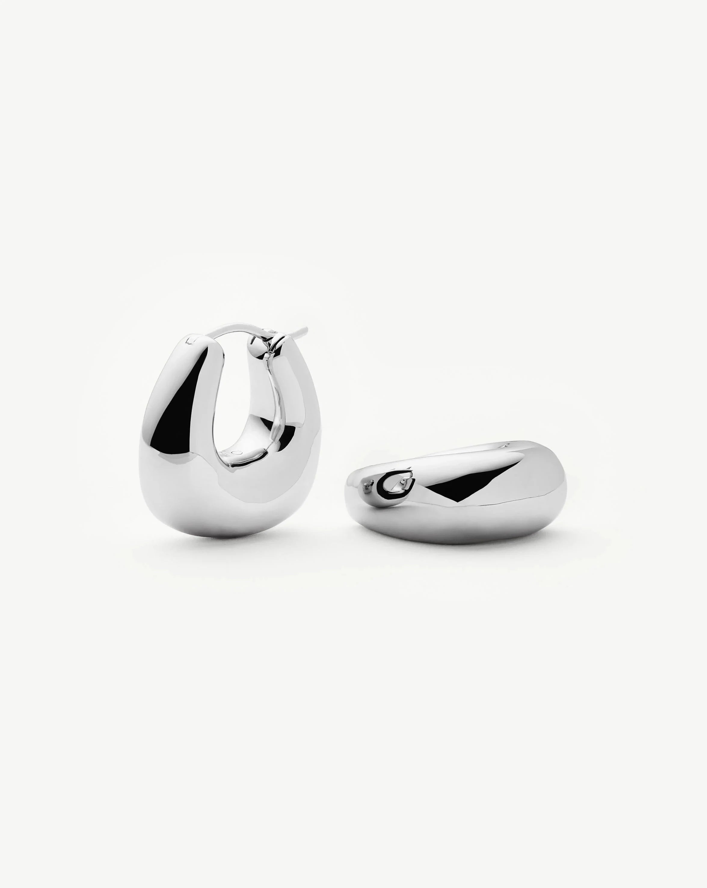 Chunky Hoop Earrings | Sculptural Silver Plated Design for Everyday Wear