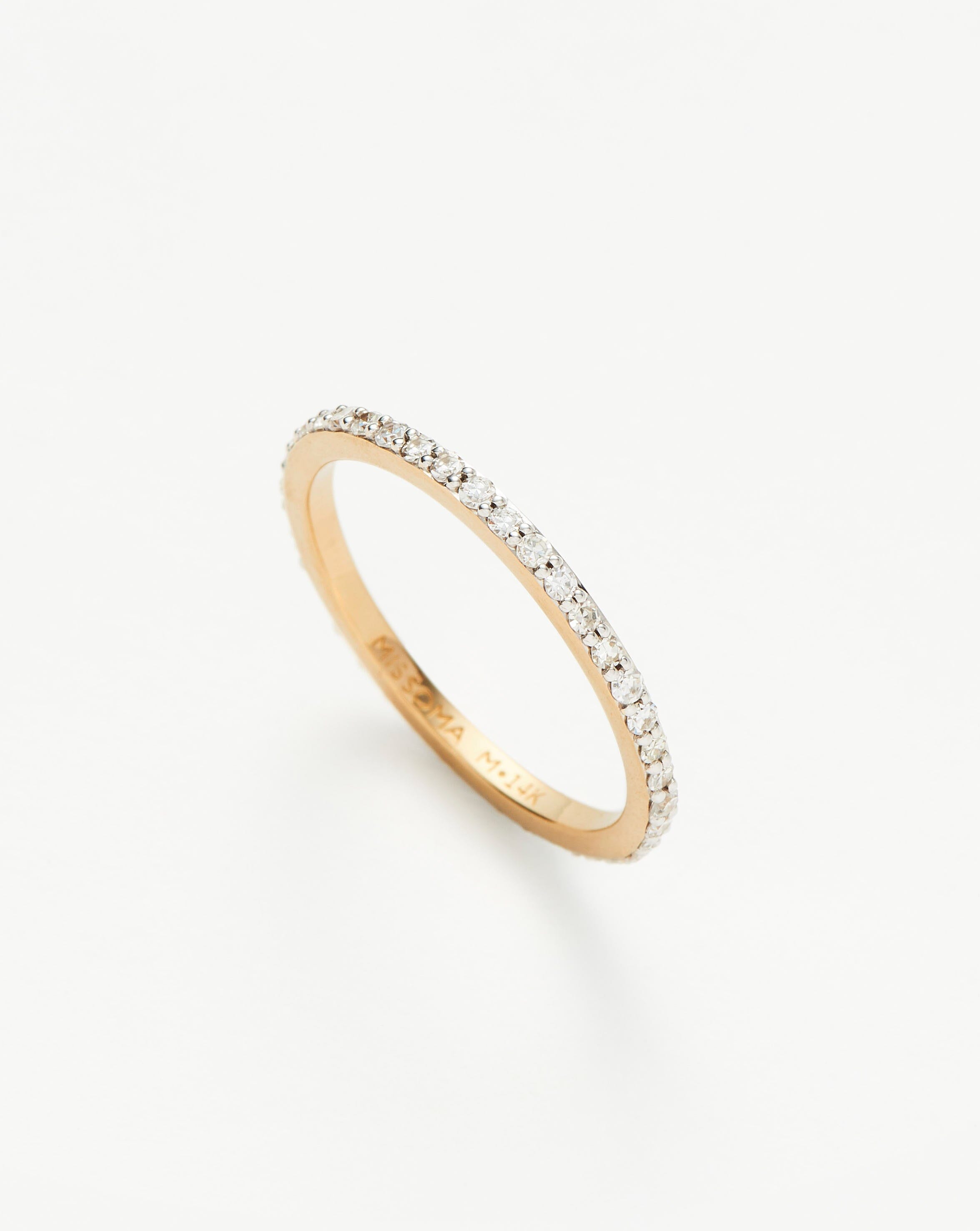 14k Gold Half Eternity Ring with Diamonds | Slim & Recycled