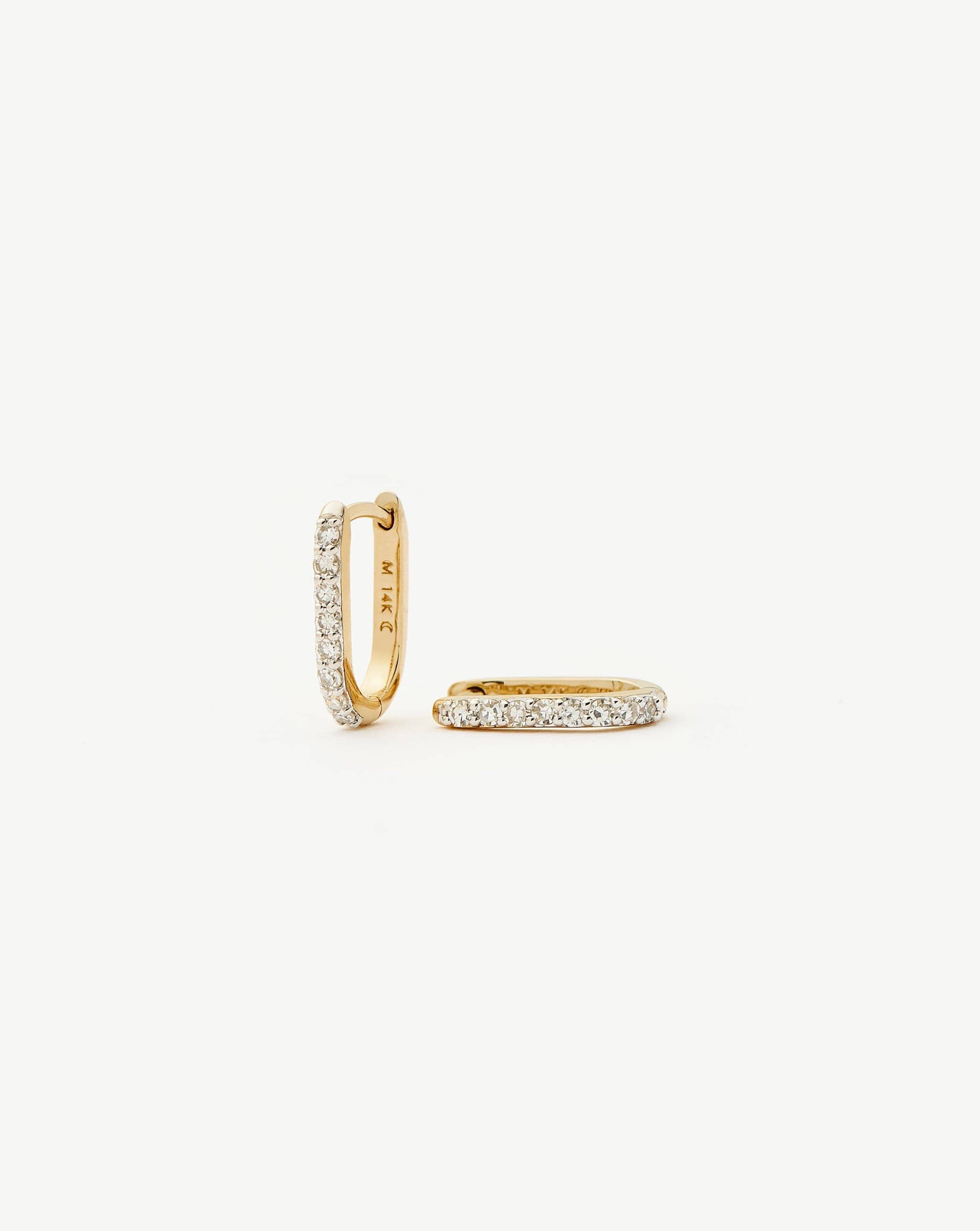 14k Gold Diamond Mini Hoop Earrings | Recycled Gold & Conflict-Free