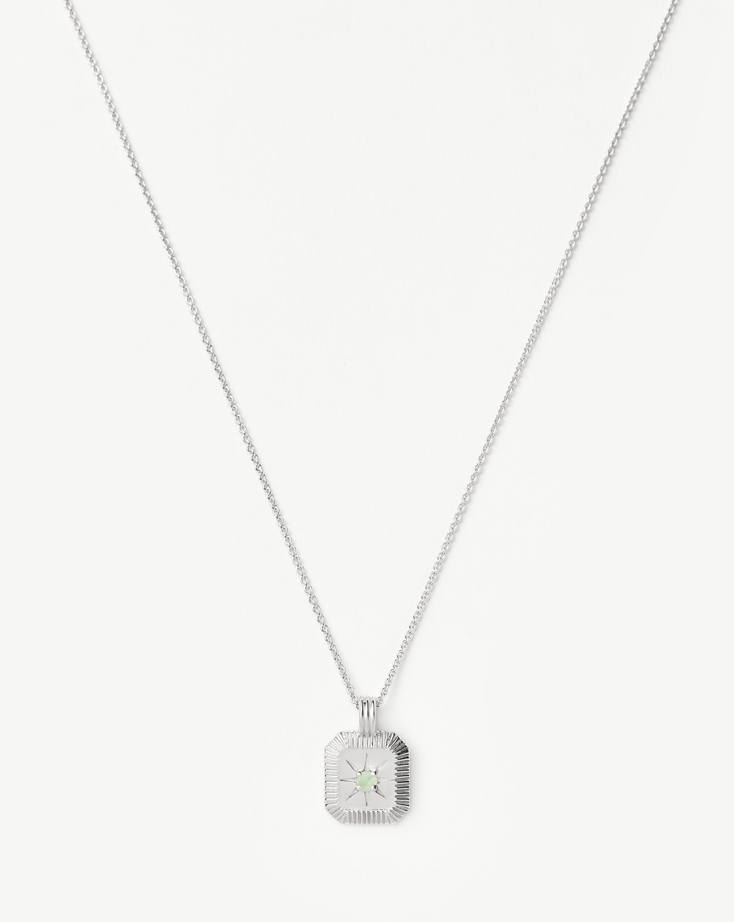 March Birthstone Necklace | Dyed Aqua Chalcedony Pendant for Prosperity