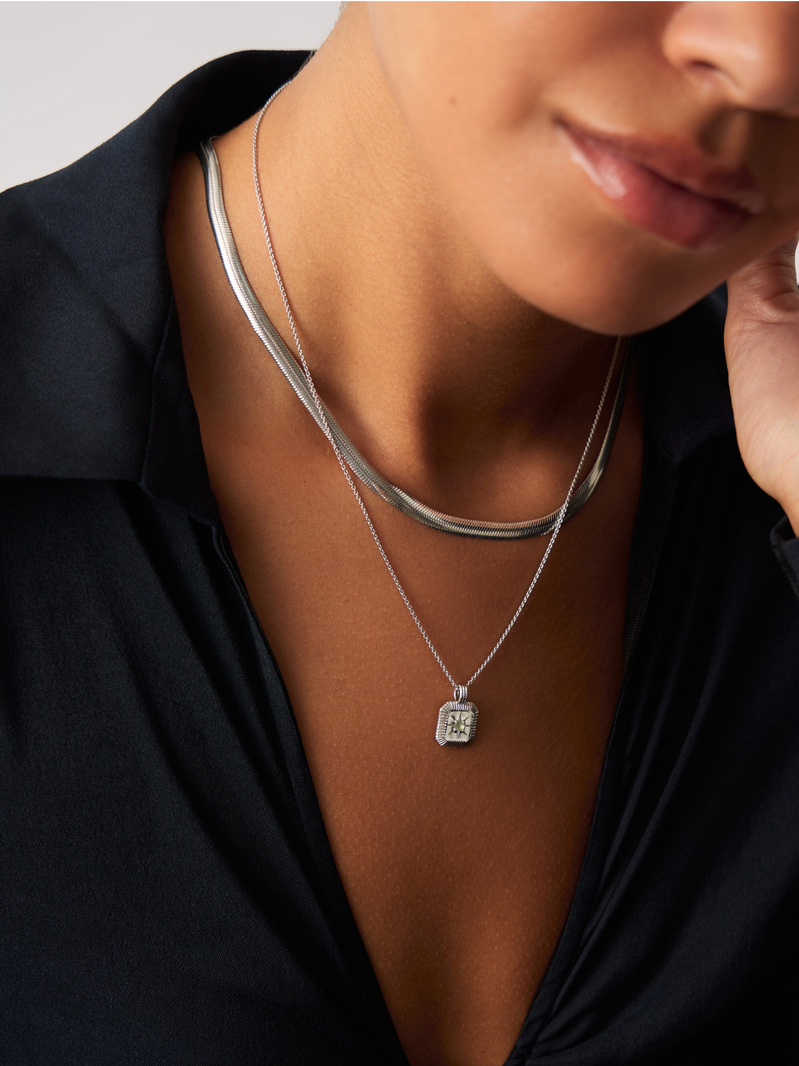 March Birthstone Necklace | Dyed Aqua Chalcedony Pendant for Prosperity