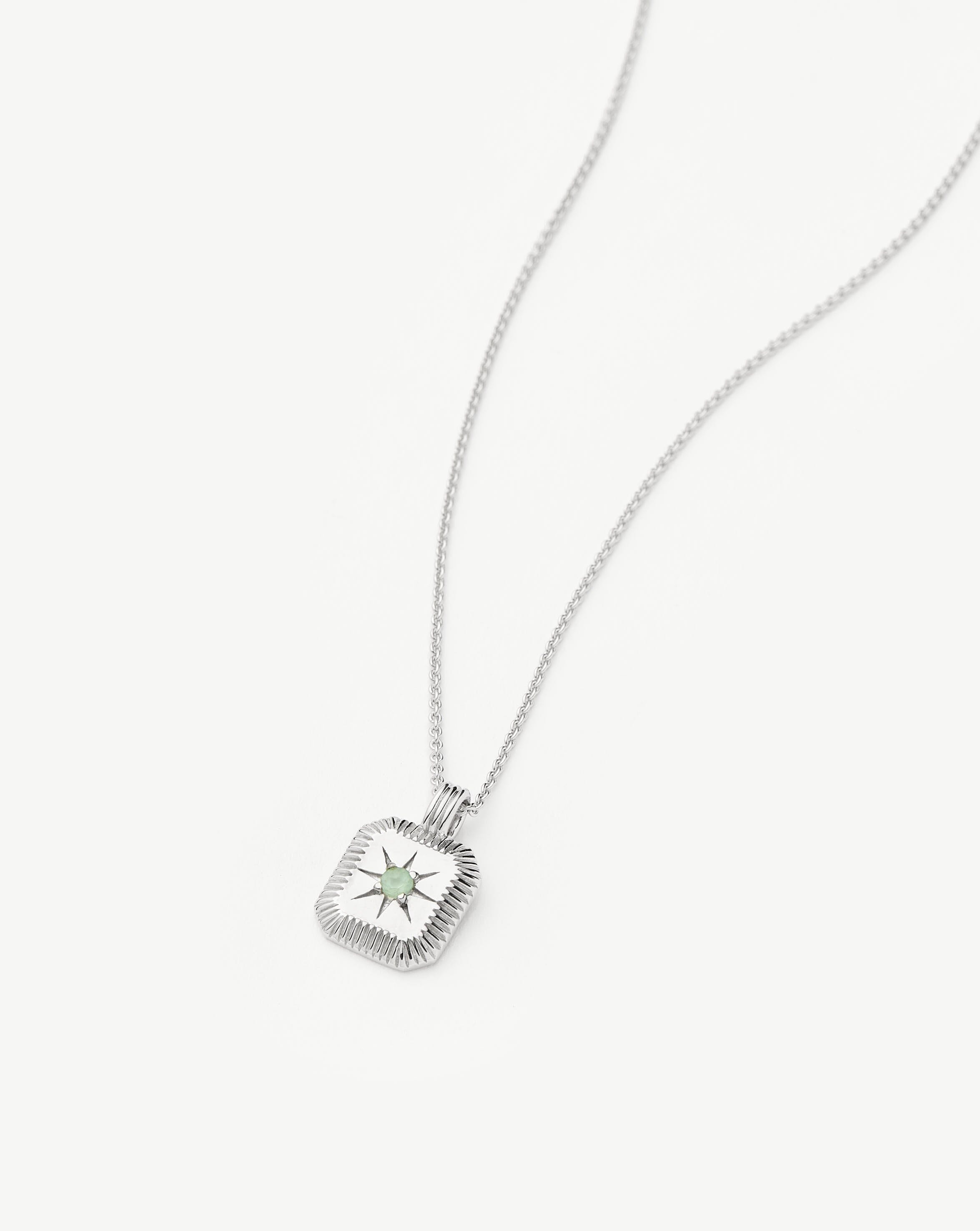 March Birthstone Necklace | Dyed Aqua Chalcedony Pendant for Prosperity