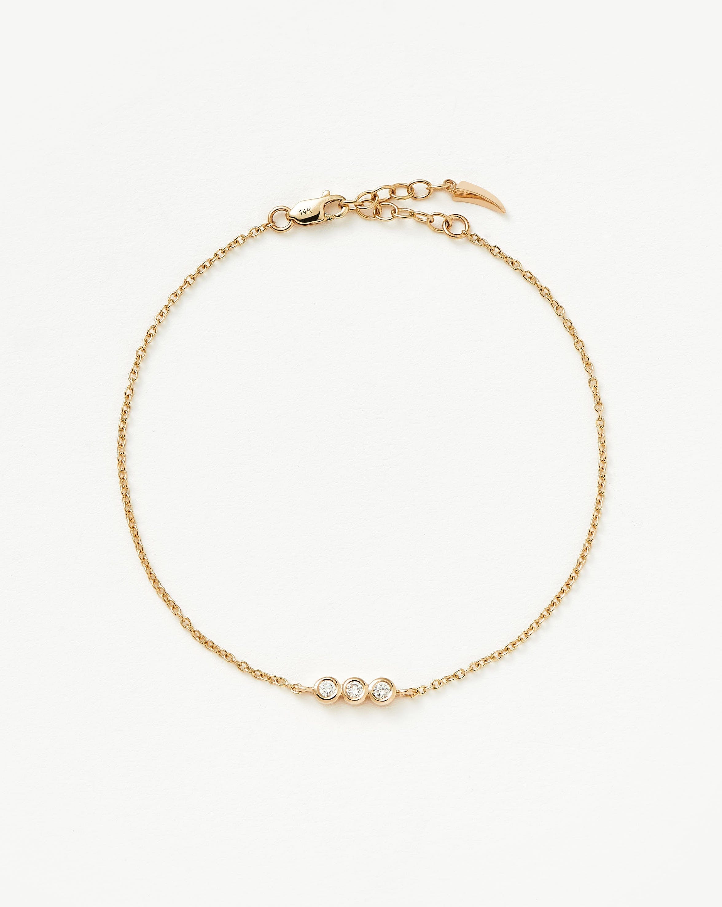 14k Gold Diamond Solitaire Bracelet with Trio Pendant | Recycled & Conflict-Free