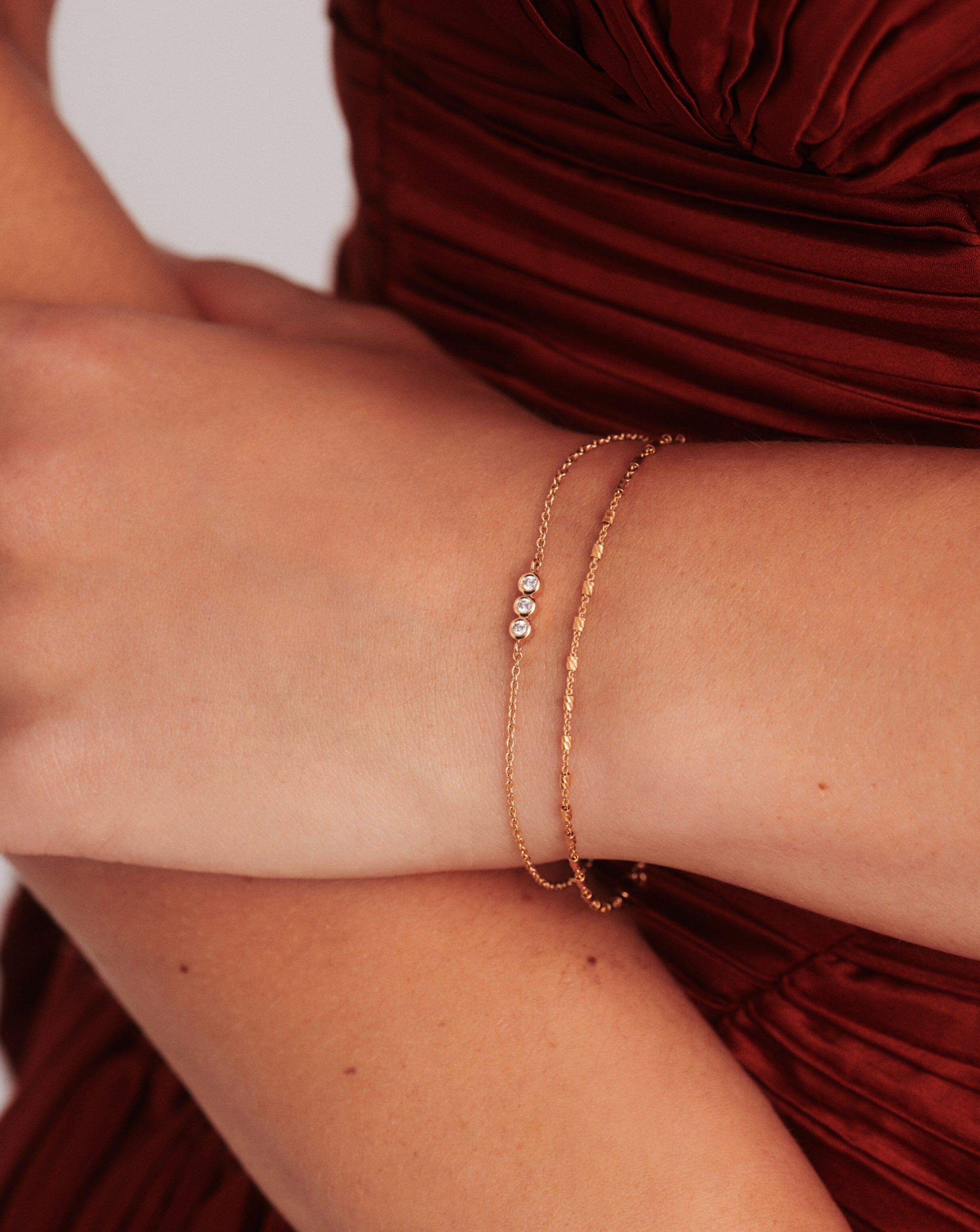 14k Gold Diamond Solitaire Bracelet with Trio Pendant | Recycled & Conflict-Free