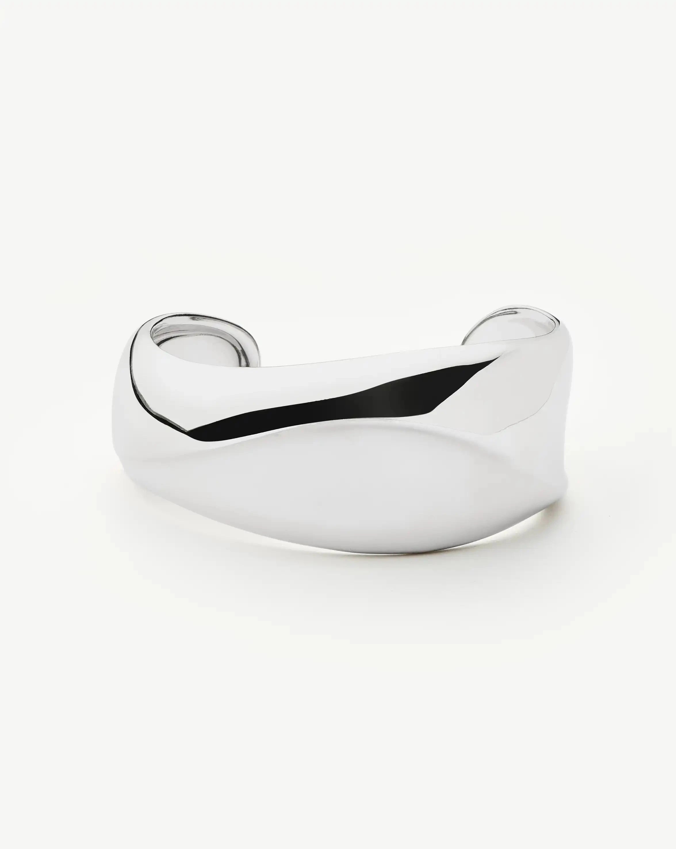 Chunky Sculptural Cuff Bracelet | Molten Silver Plated Design