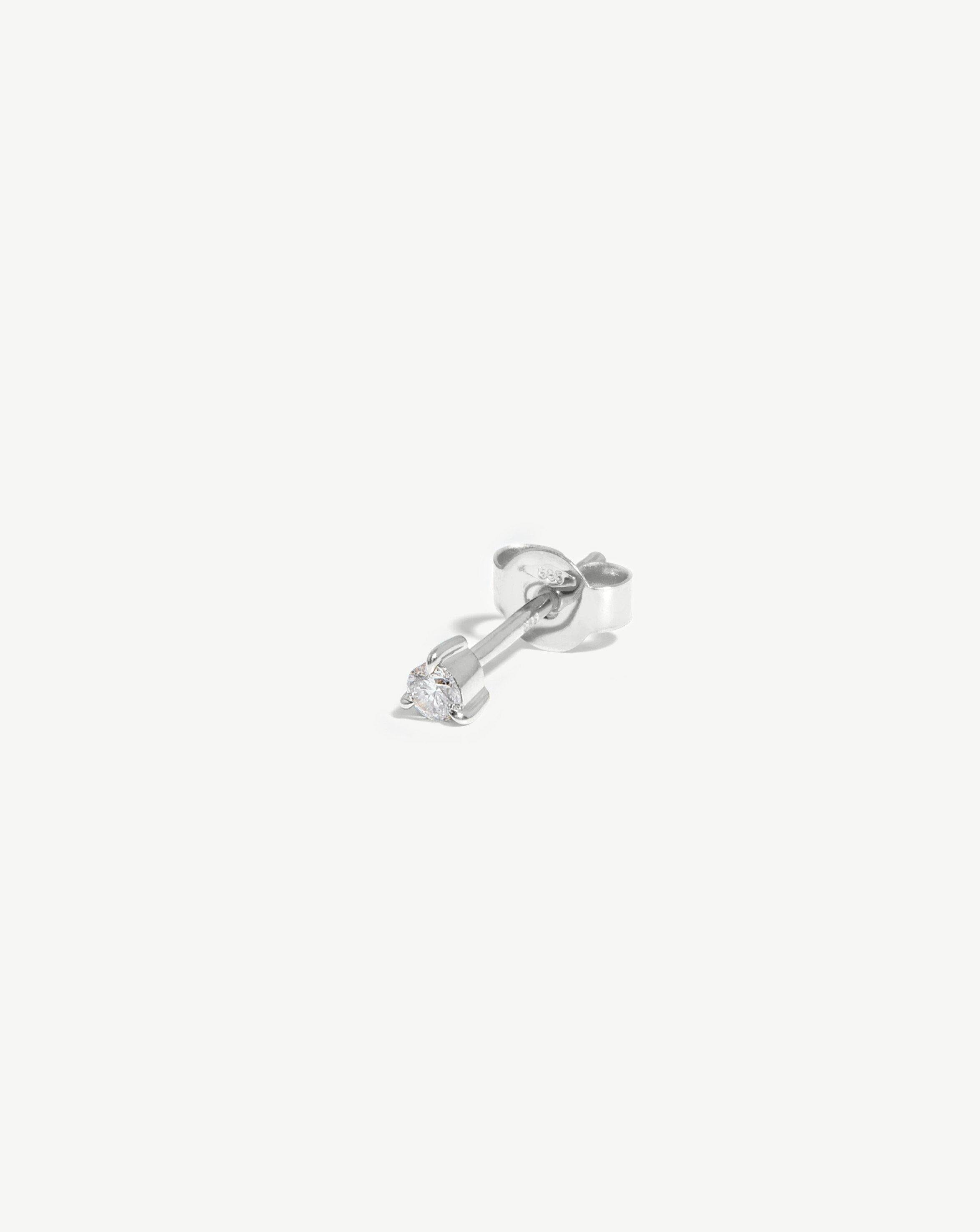 Round Cut Diamond Stud Earrings in 14k Recycled White Gold | 0.06ct