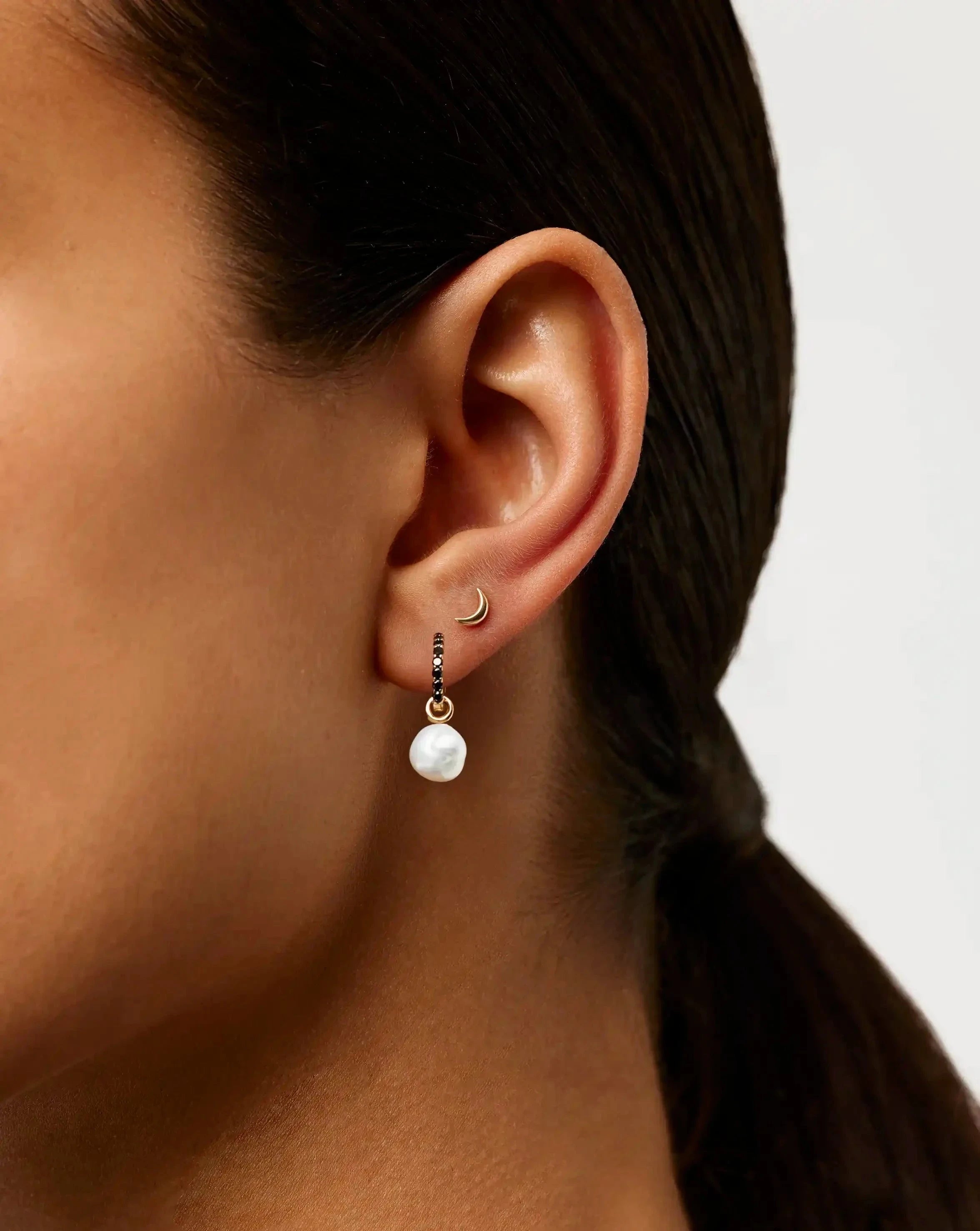 14k Yellow Gold Crescent Moon Stud Earrings | Fine Moon