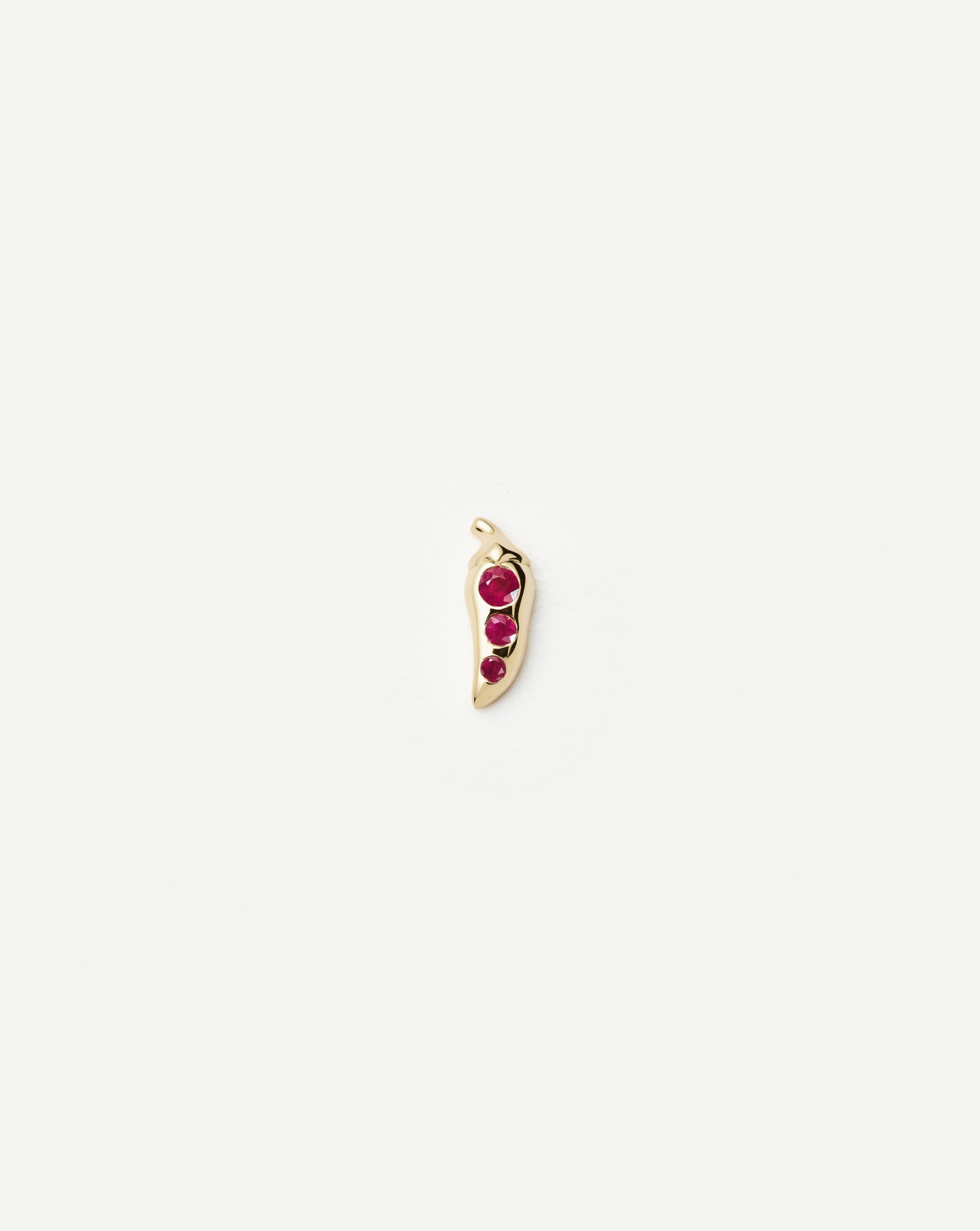 Ruby Chilli Stud Earrings | 14k Solid Gold with Rubies