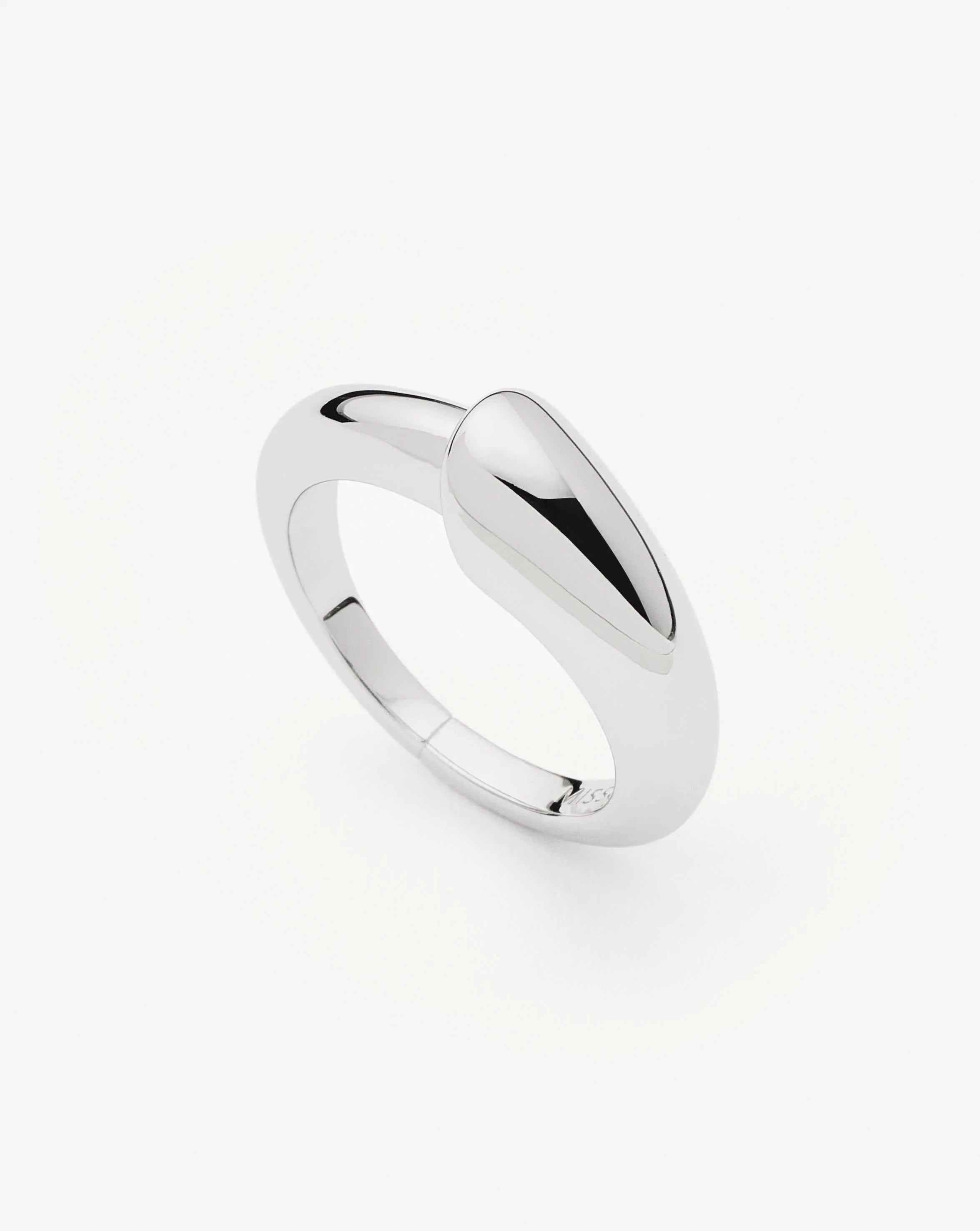 Sterling Silver Sculptural Ridge Stacking Ring | Tapered Design