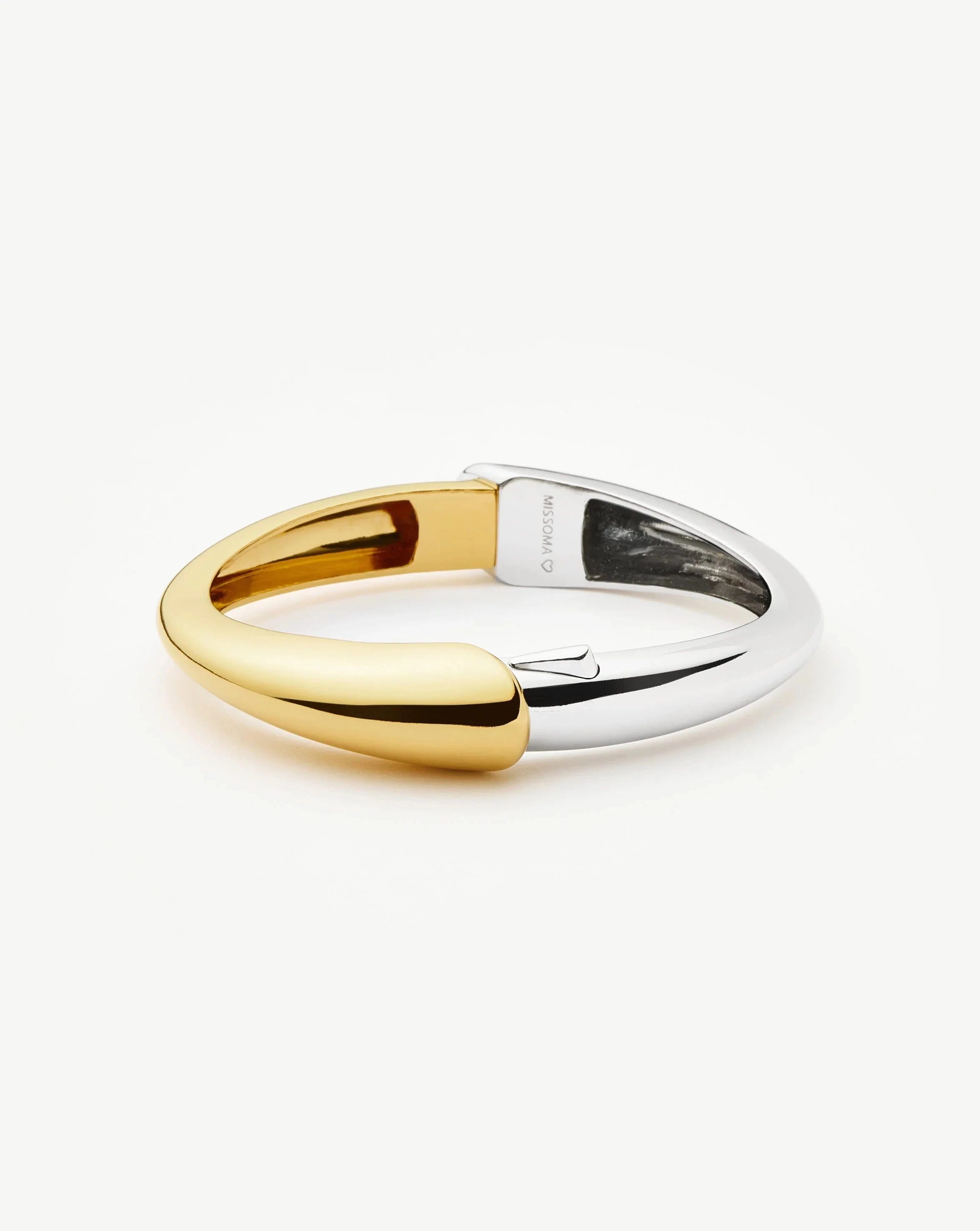 Mixed Metal Hinged Bangle with Sculptural Ridge Detail | Gold & Silver