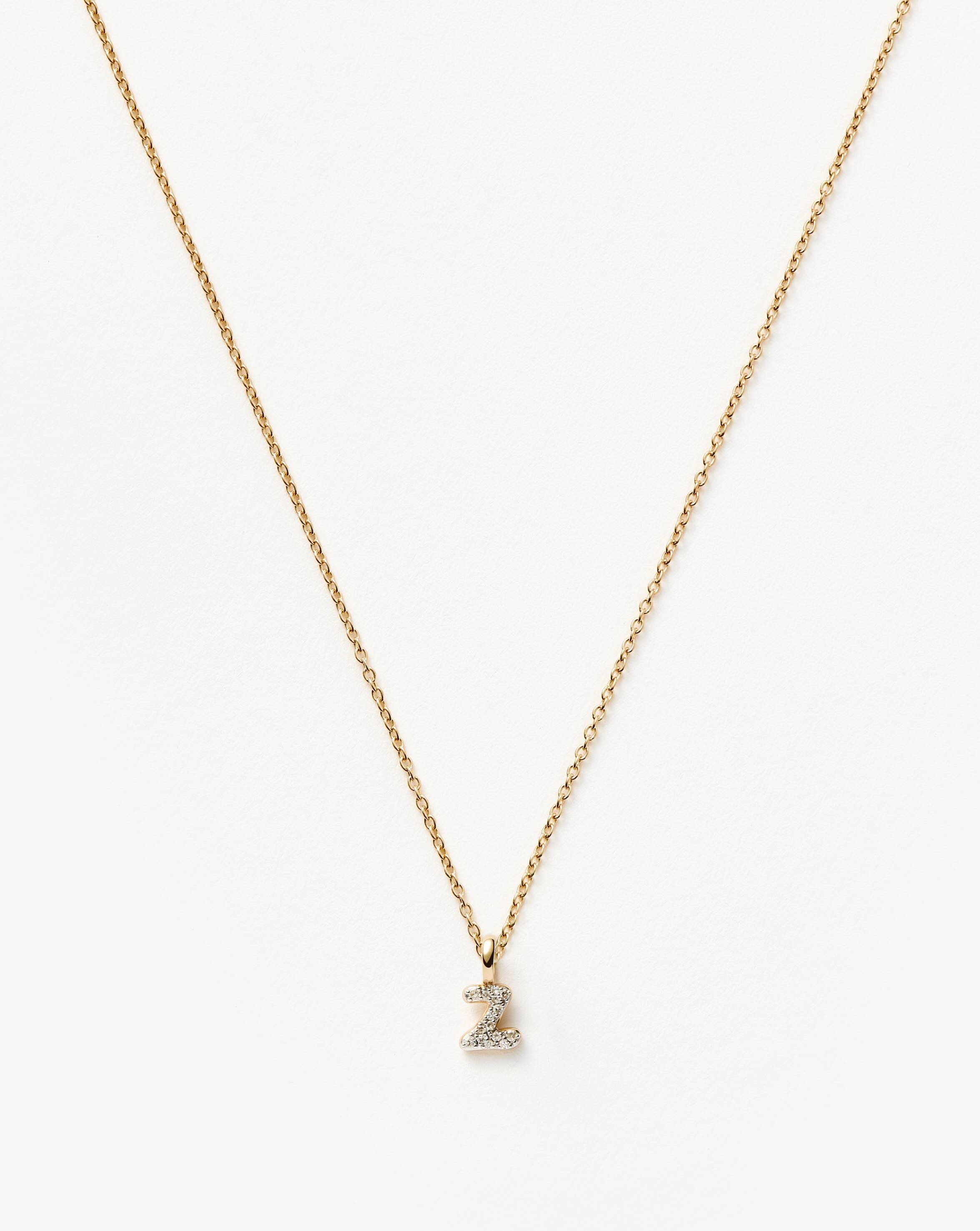 Mini Diamond Initial Pendant Necklace in 14k Gold | Personalized Gift
