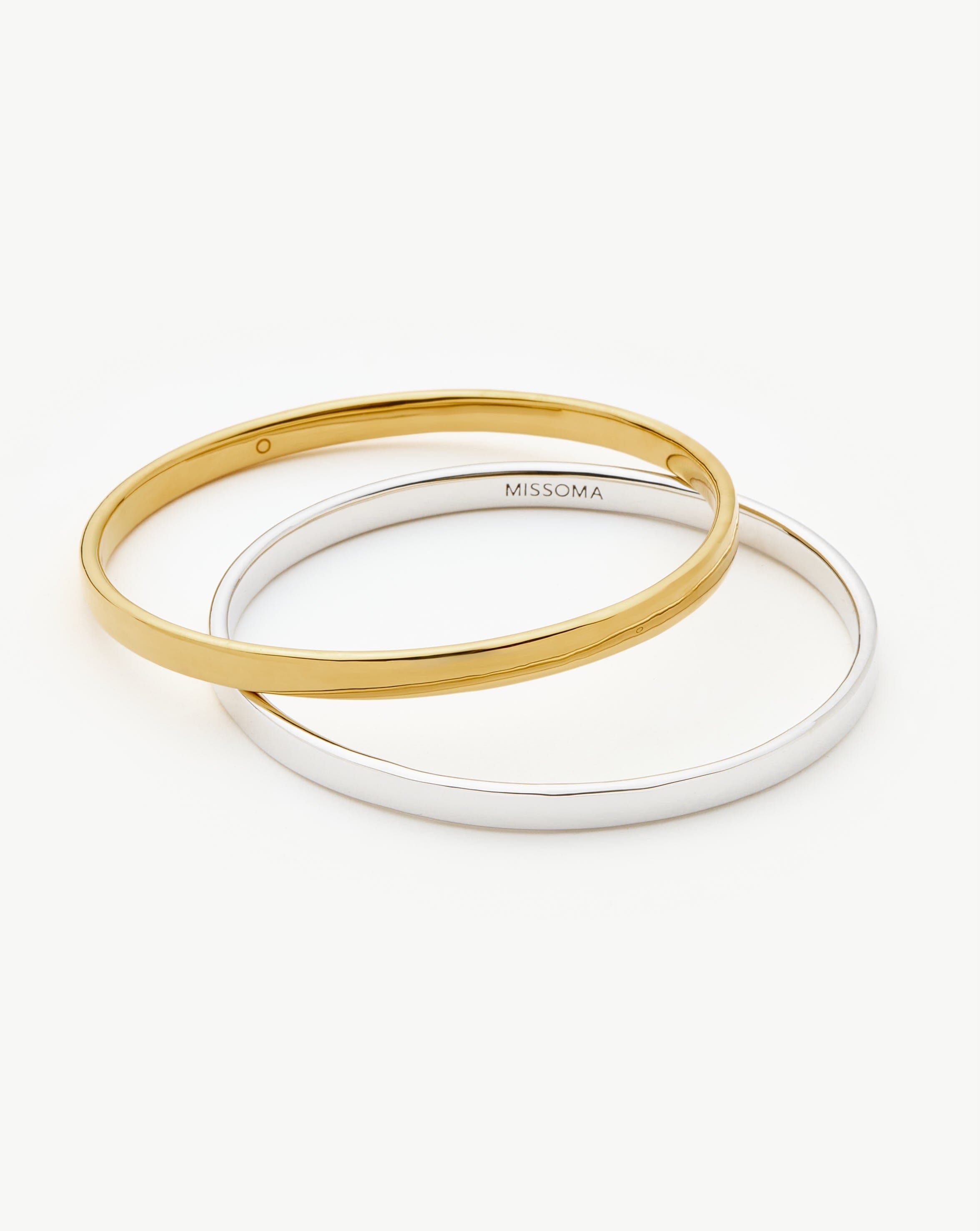 Gold & Silver Bangle Bracelet Set | Stackable Mixed Metal Jewelry