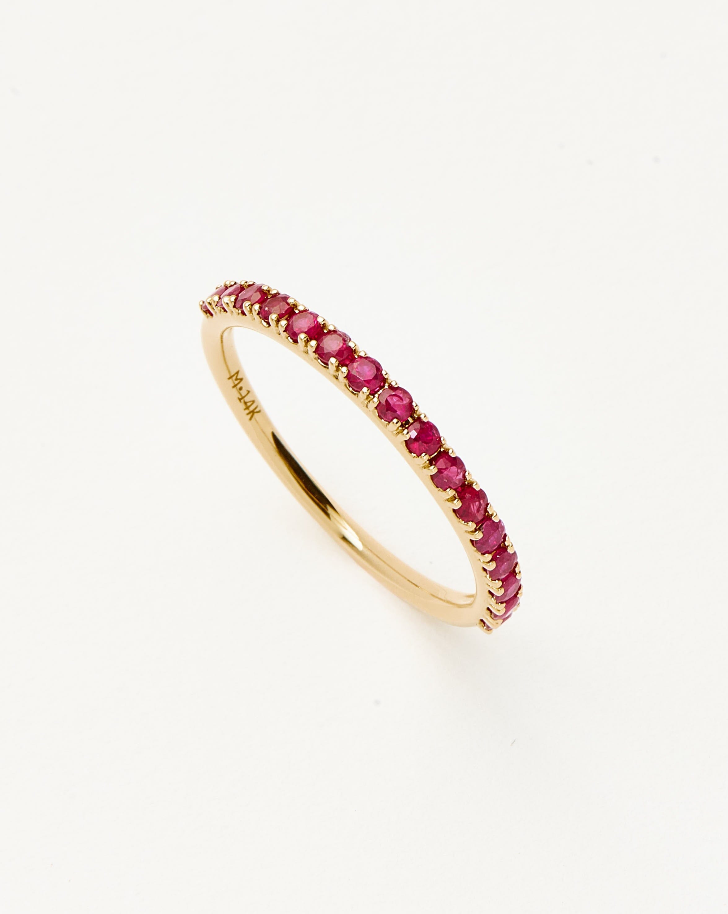 14k Gold Half Eternity Ruby Ring | Recycled Solid Gold
