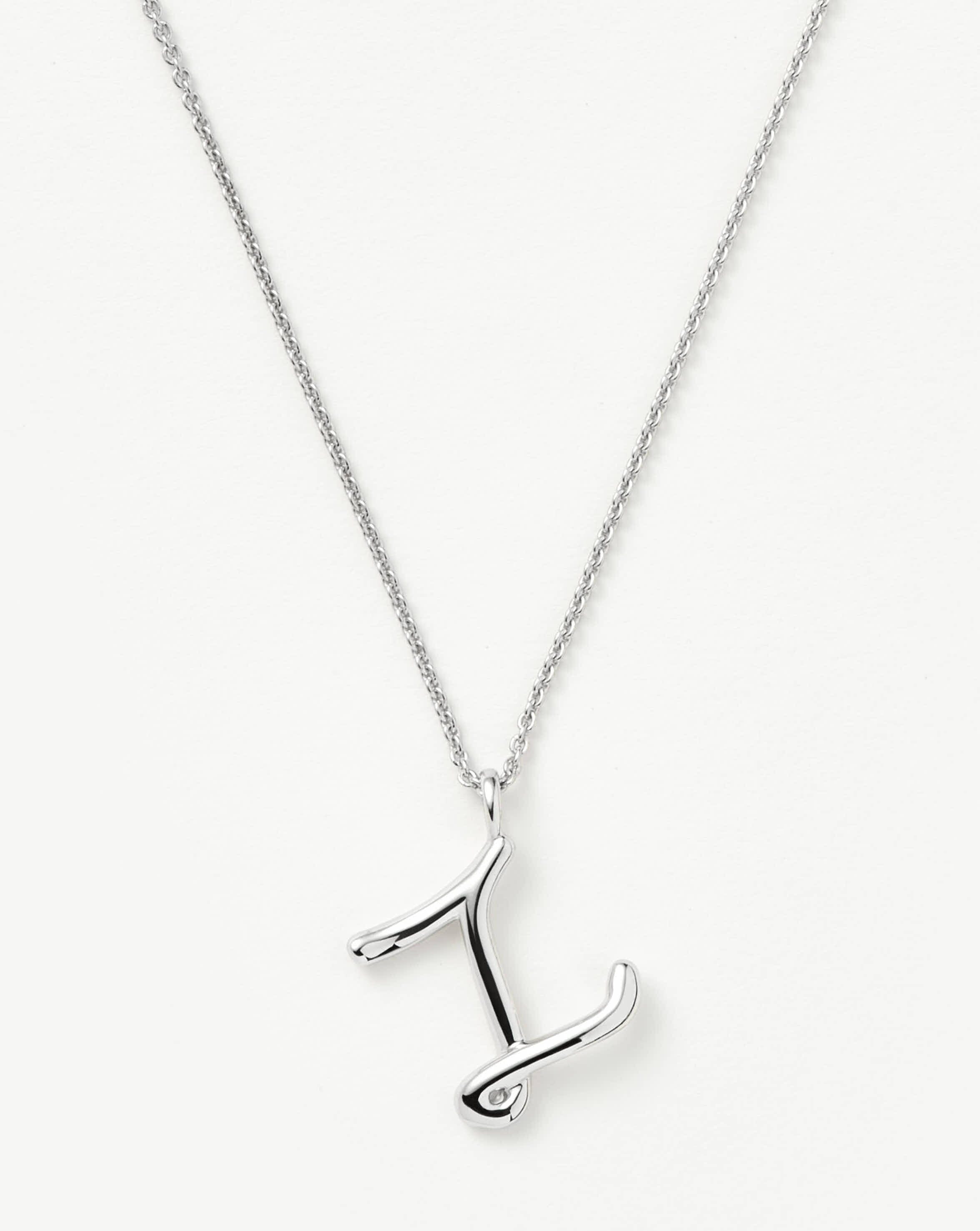 Handcrafted Sterling Silver Initial Z Pendant Necklace | Curly Molten