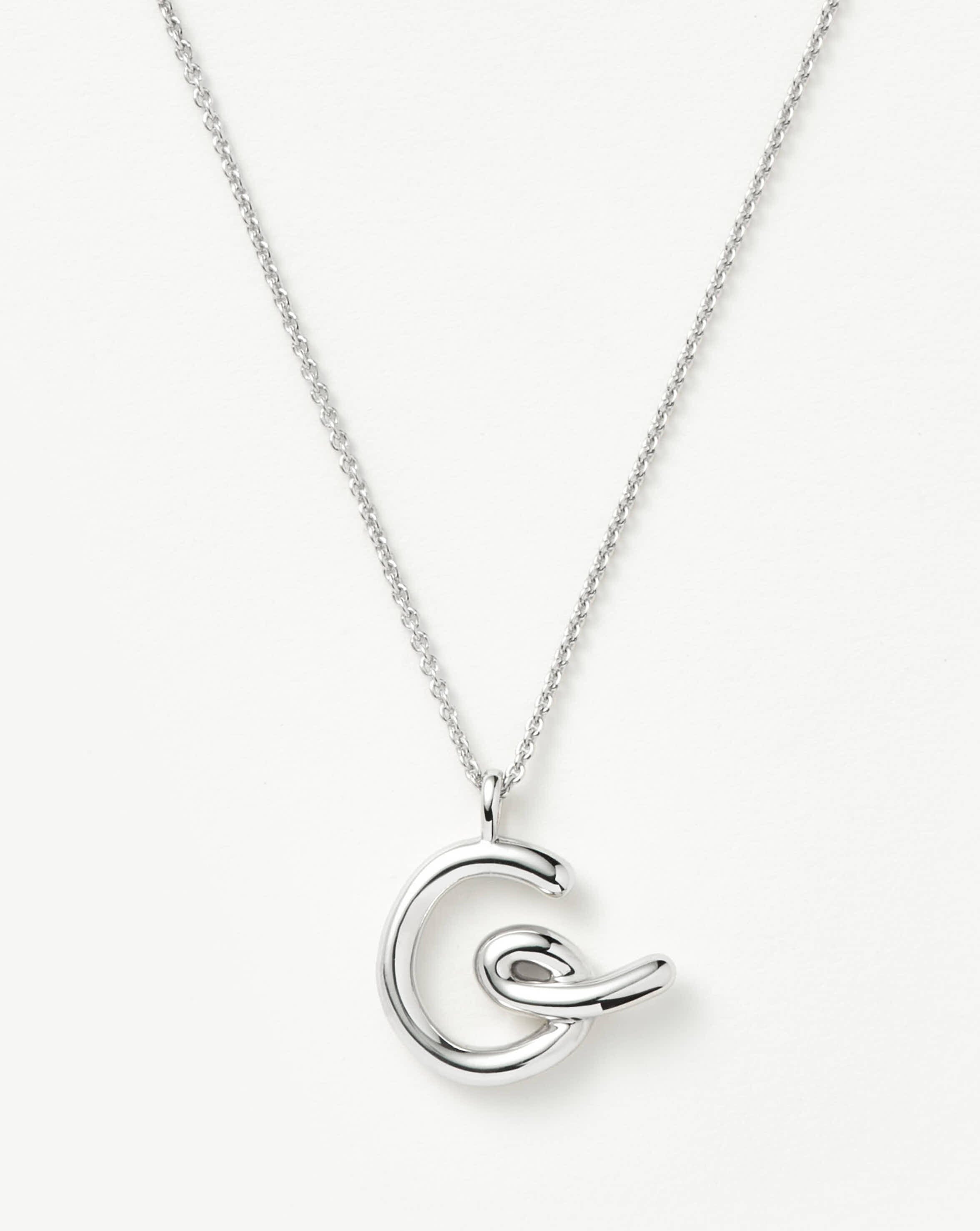 Curly Initial Pendant Necklace - Sterling Silver | Molten Letter G