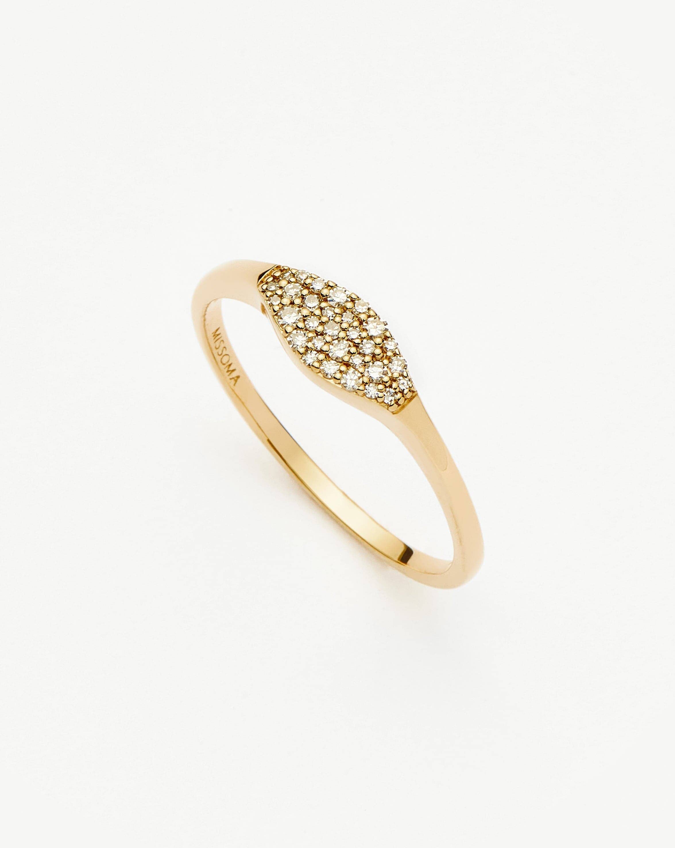 14k Gold Diamond Signet Ring | Recycled Solid Gold & Conflict-Free