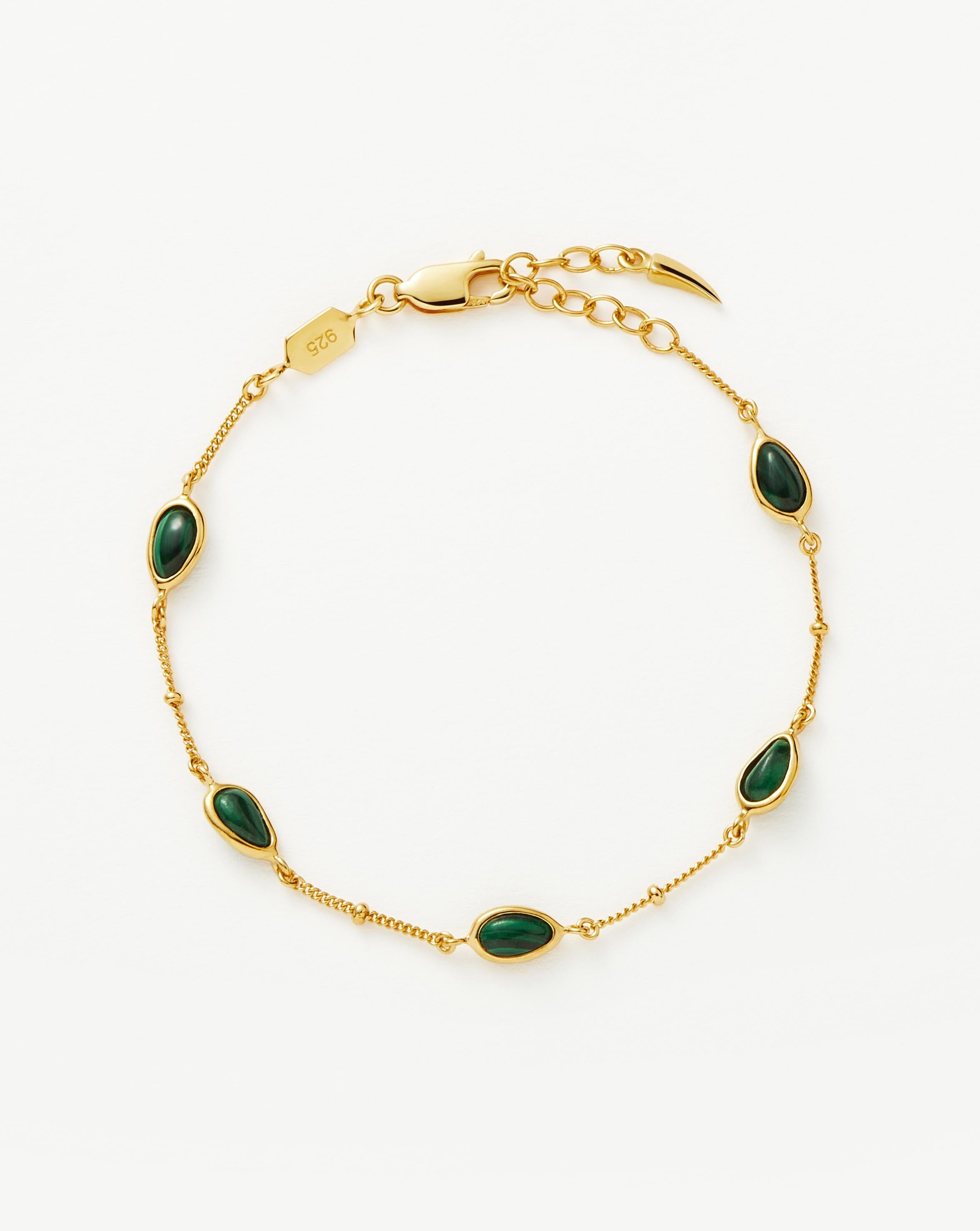 Malachite Charm Bracelet in 18k Gold Vermeil & Sterling Silver | Magma Gemstone