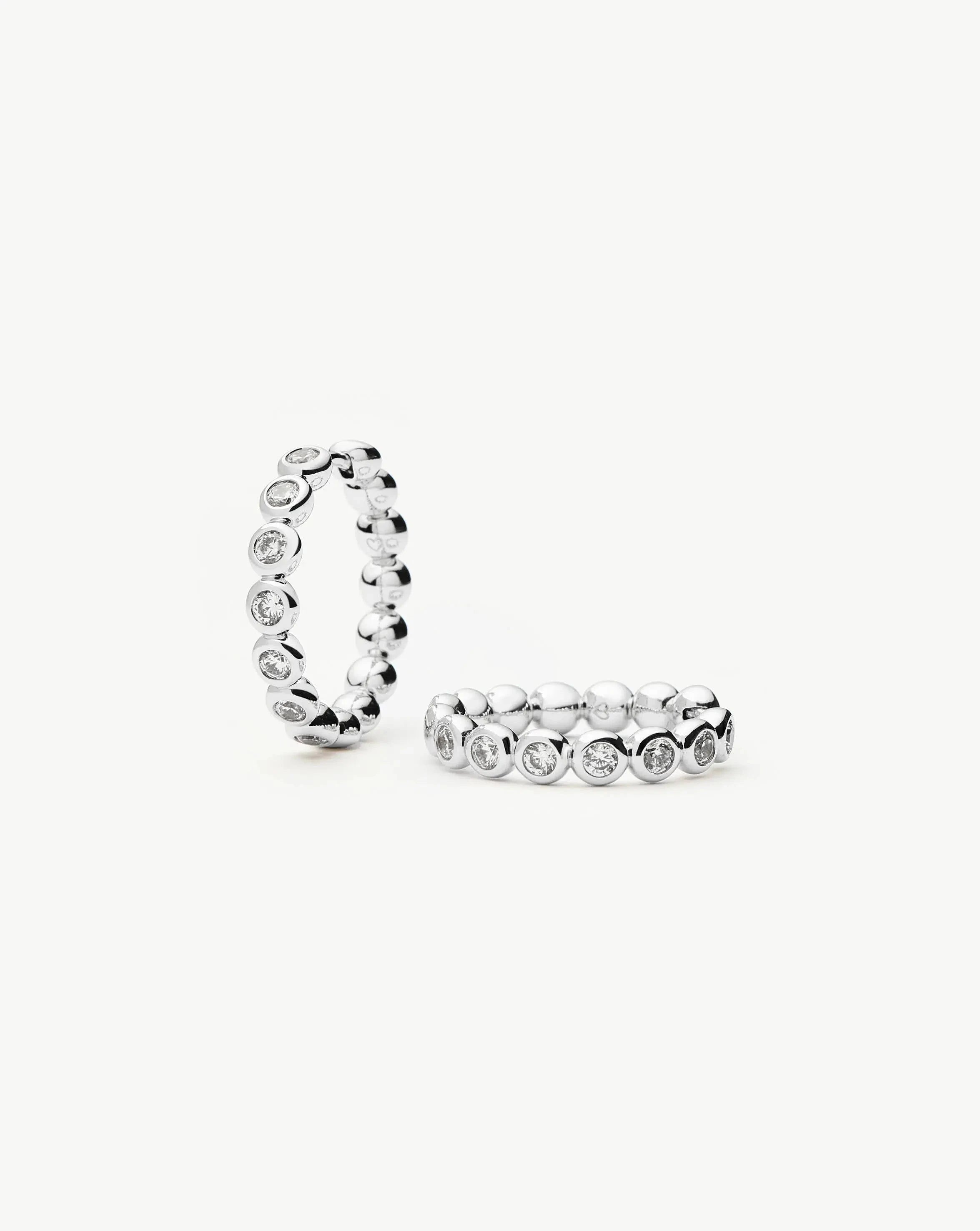 Silver Hoop Earrings with Cubic Zirconia | Tennis Classic Design