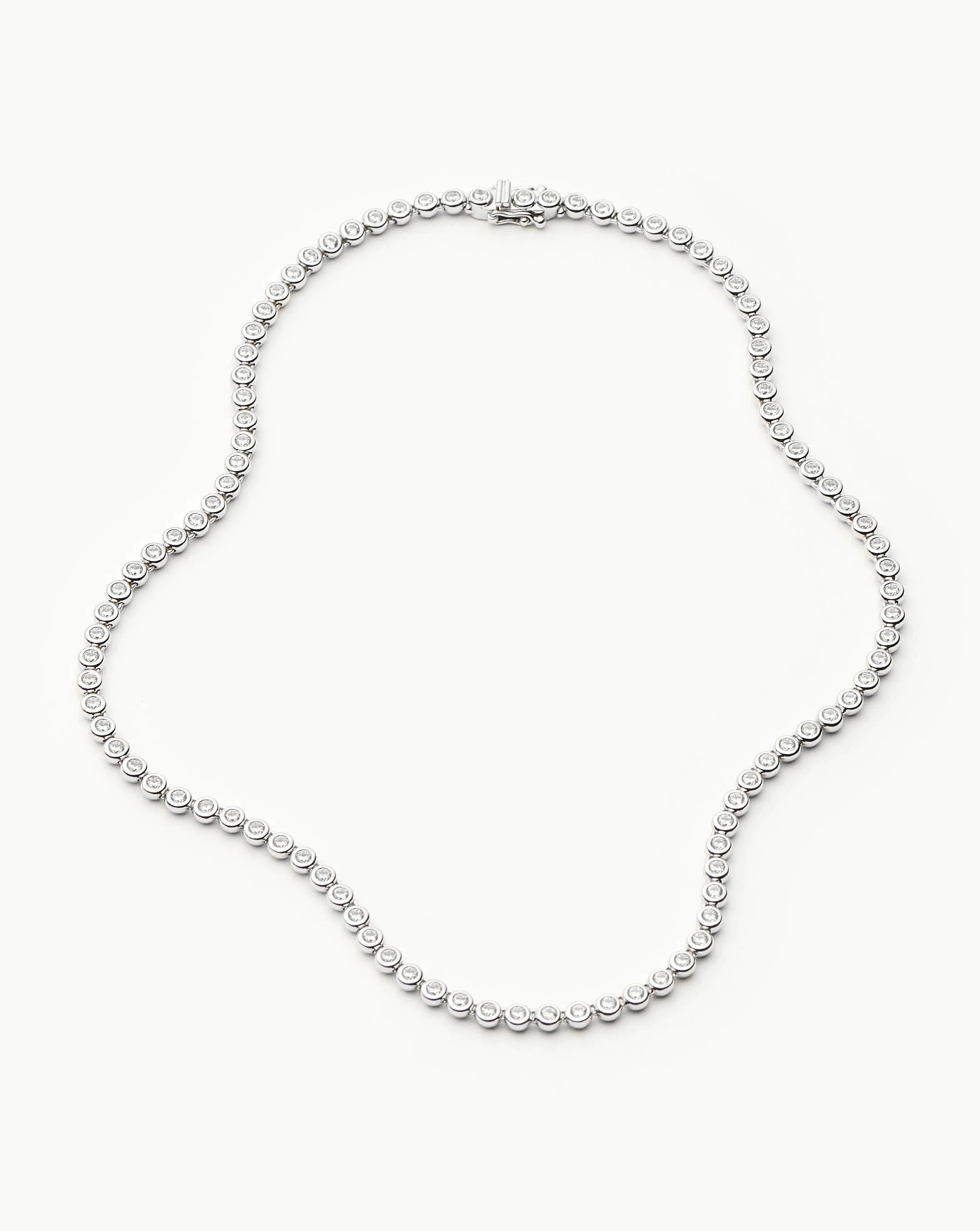 Tennis Necklace with Cubic Zirconia Stones | Silver Plated Handcrafted Jewelry