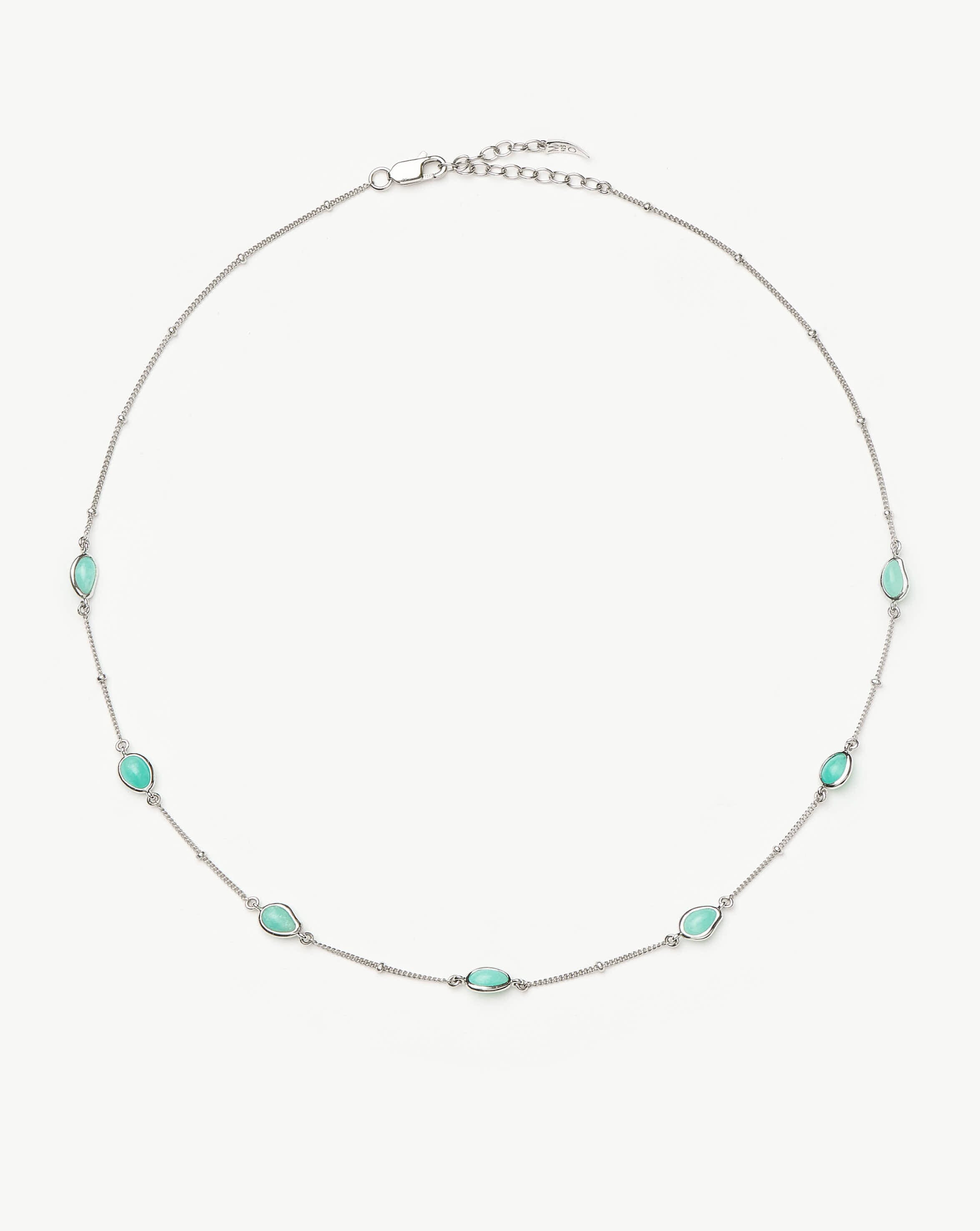 Amazonite Charm Necklace | Sterling Silver Adjustable Choker